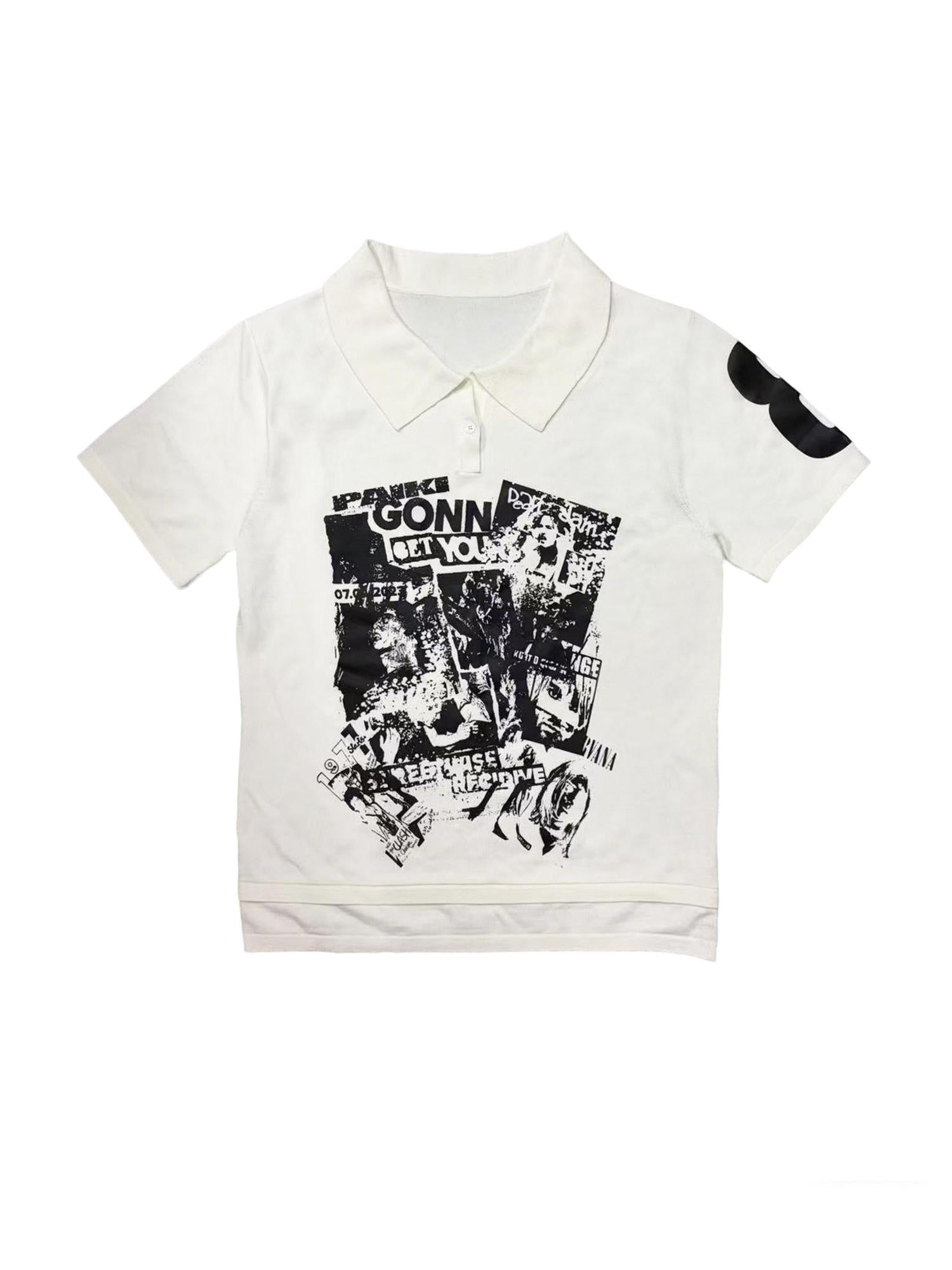 PAIKI Ice Silk Embossed Rock Polo Unisex Regular Fit Short Sleeve T-Shirts