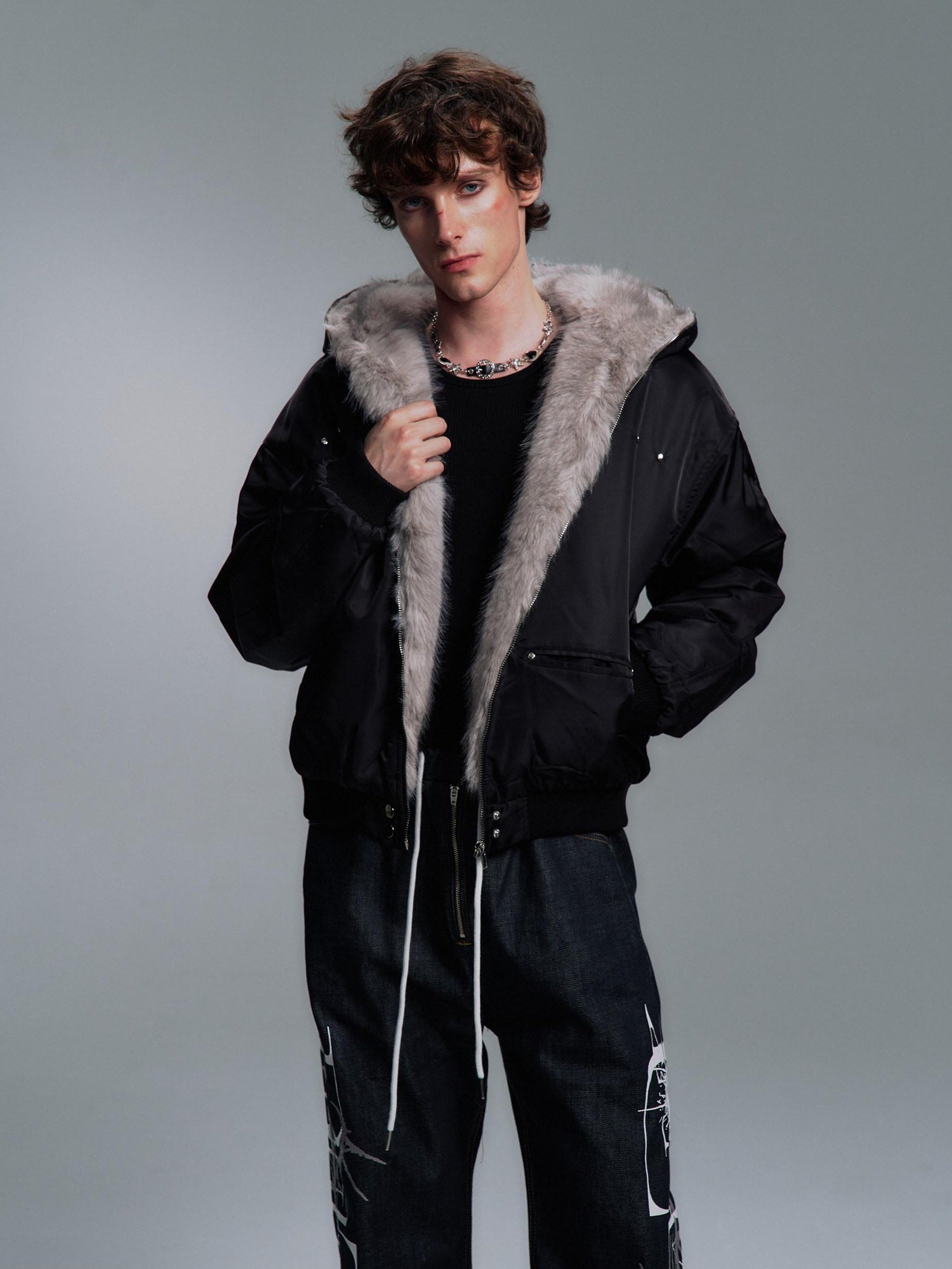 PAIKI Insulated Hooded Nylon Windproof Relaxed Fit Ribbed Hem Unisex Puffer Jackets