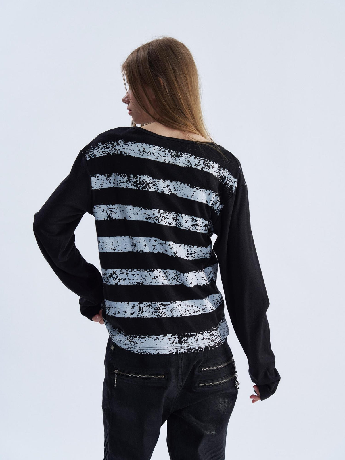 PAIKI Leopard Print Henley Neck Punk Women's Long Sleeve T-shirts
