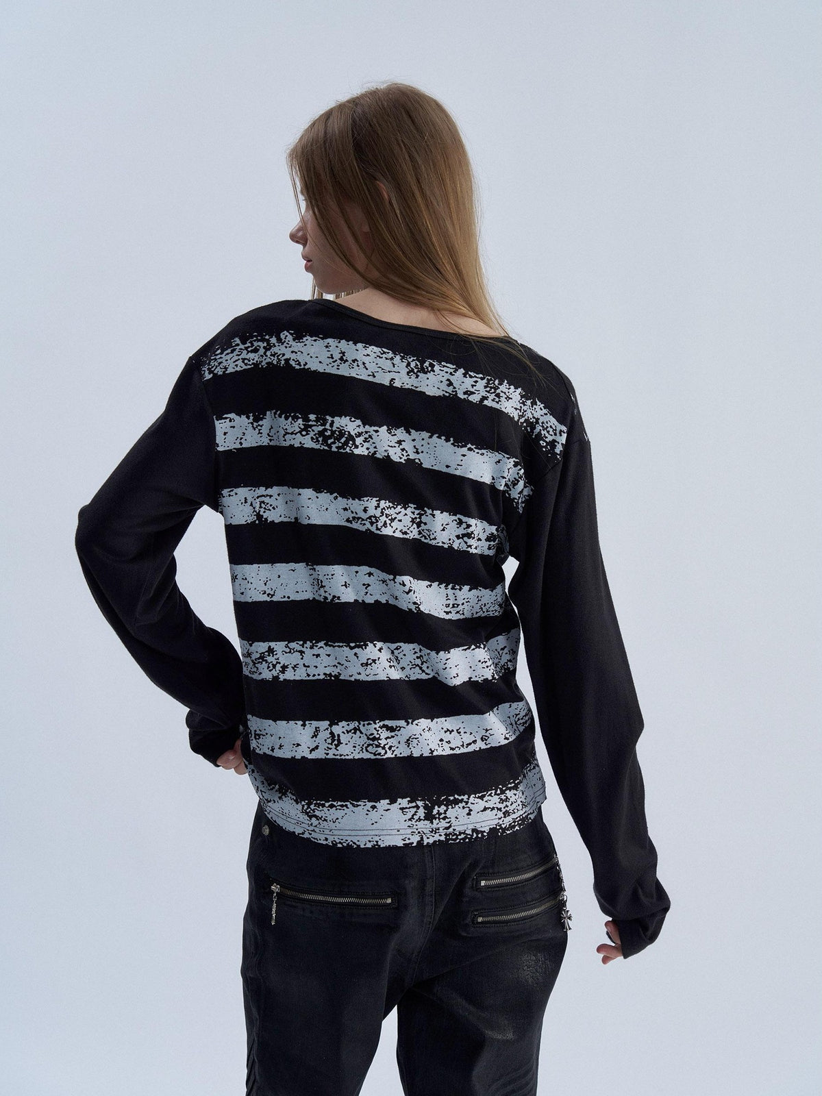 PAIKI Leopard Print Henley Neck Punk Women's Long Sleeve T-shirts