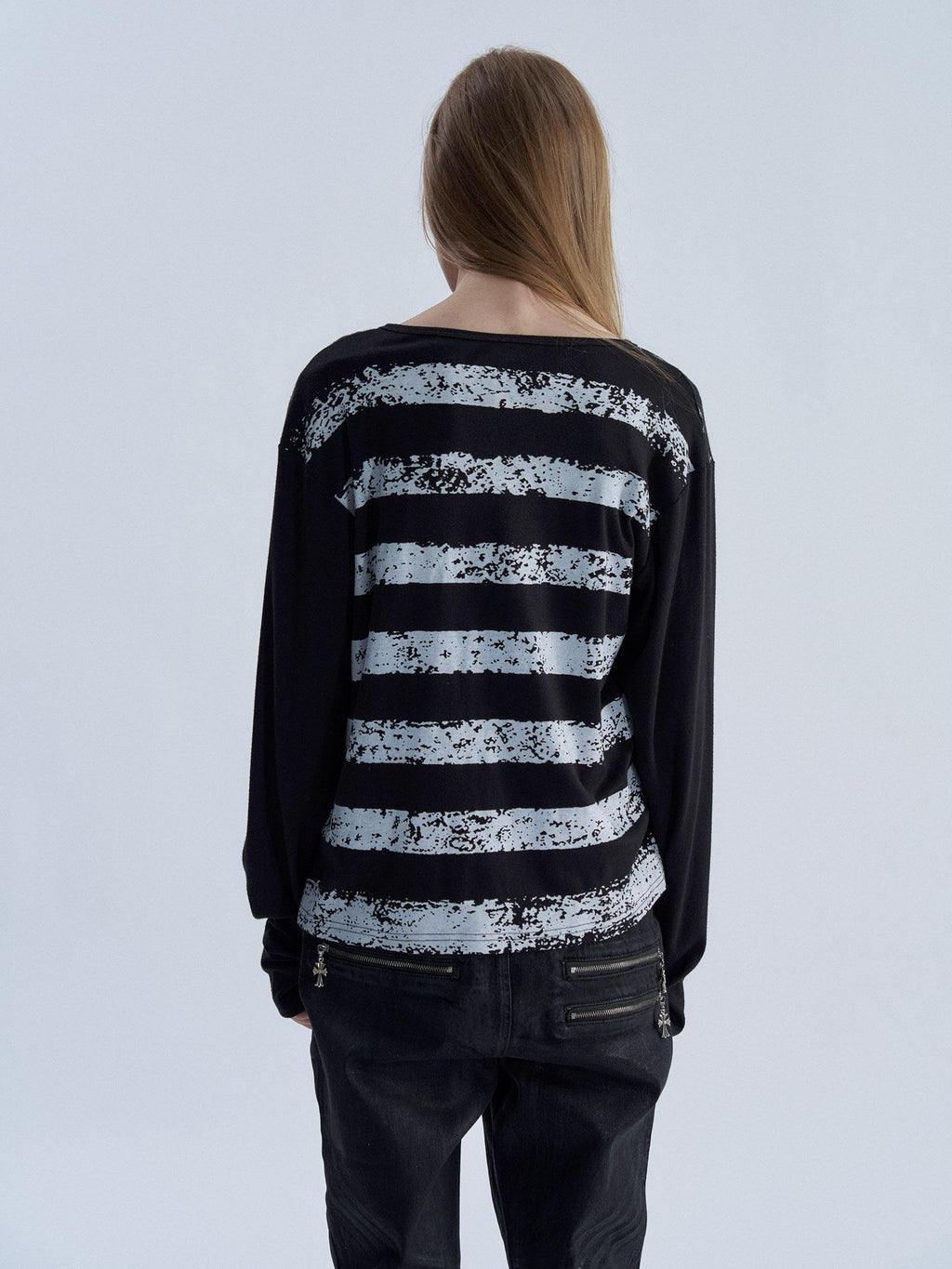 PAIKI Leopard Print Henley Neck Punk Women's Long Sleeve T-shirts