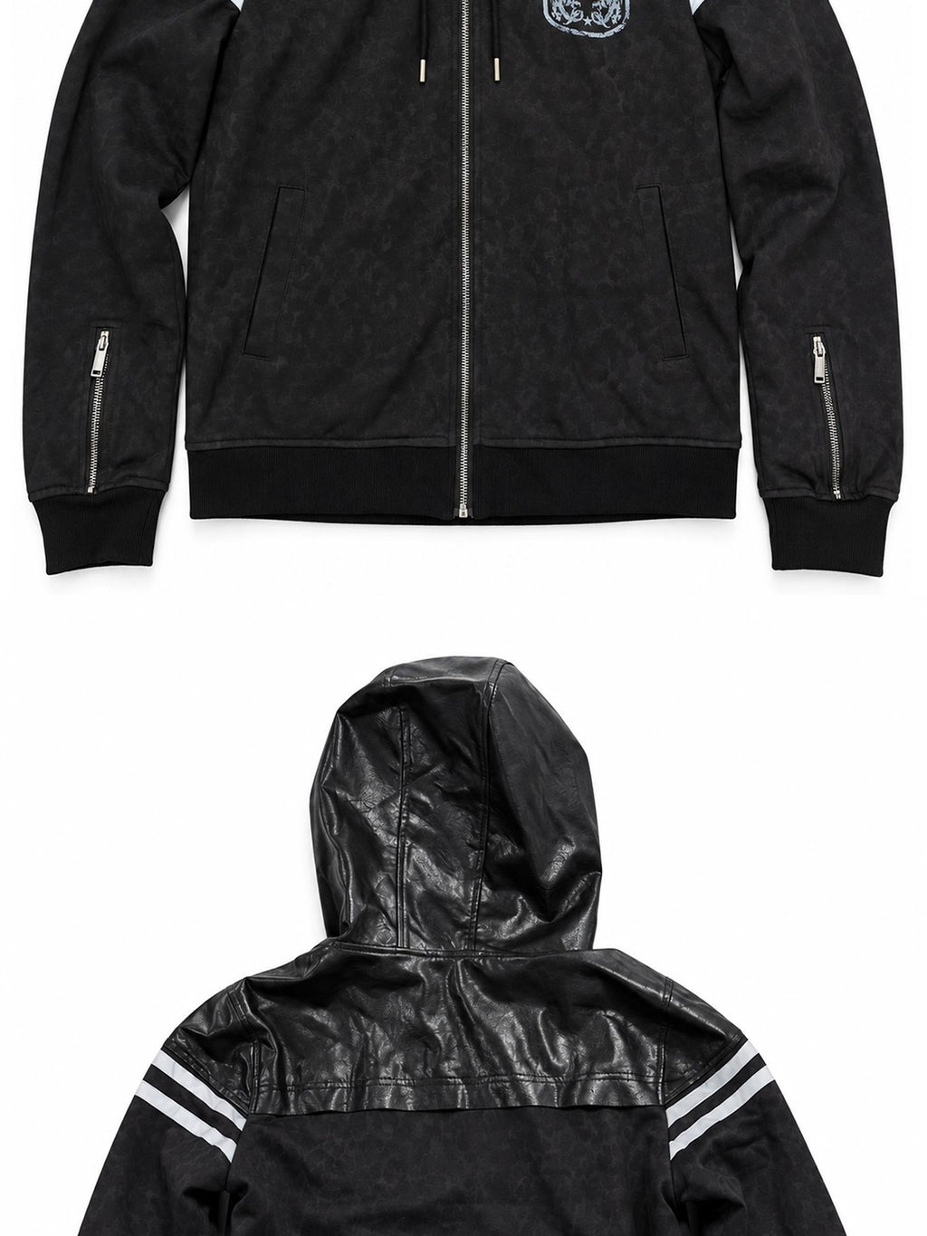 PAIKI Leopard Print Hooded Slim Fit Pu Women's Leather Jackets