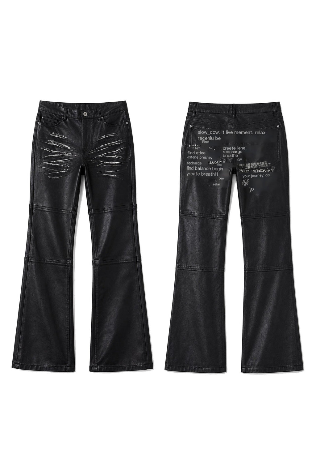 PAIKI_Letter_Print_Waxed_Slim_Fit_Women's_Cotton_Bootcut_Jeans_1072166315759_MISSTT