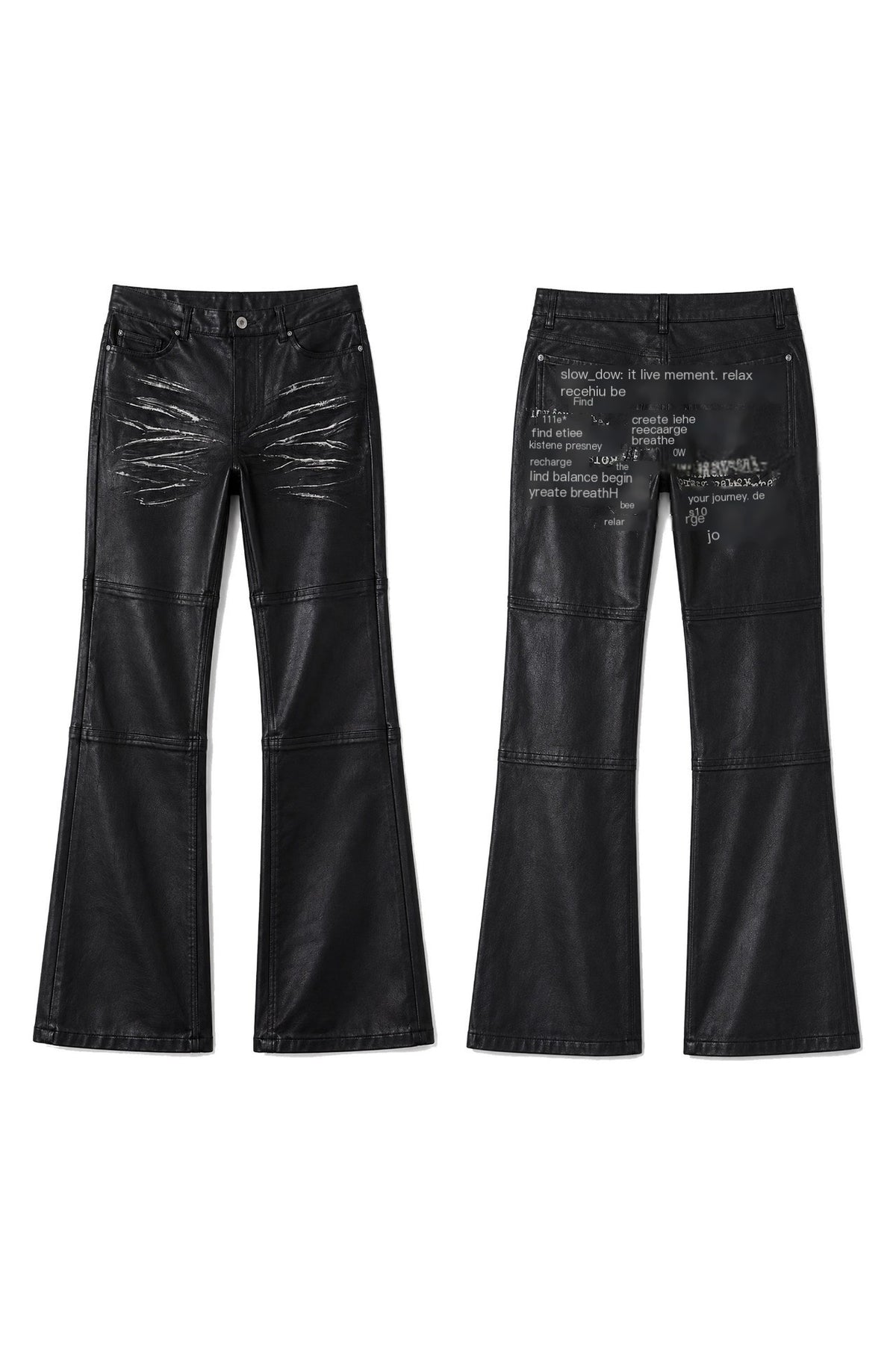 PAIKI_Letter_Print_Waxed_Slim_Fit_Women's_Cotton_Bootcut_Jeans_1072166315759_MISSTT