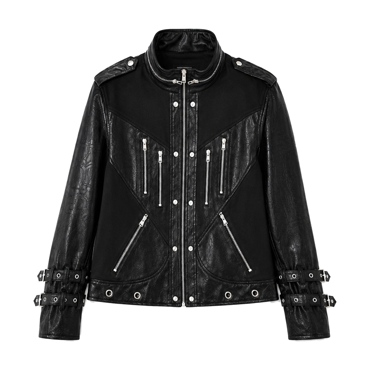 PAIKI_Matte_Geometric_Lace_Up_Structured_Slim_Fit_Women's_Pu_Leather_Jackets_1078173763292_MISSTT