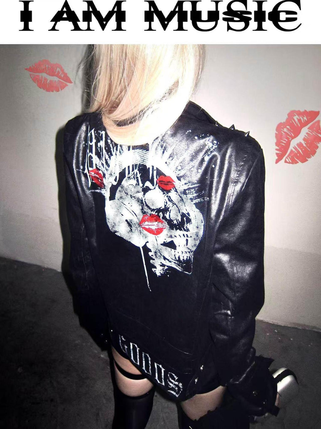 PAIKI Matte Pu Slim Fit Teen Casual Lapel Graphic Metal Cuff Black Leather Jackets