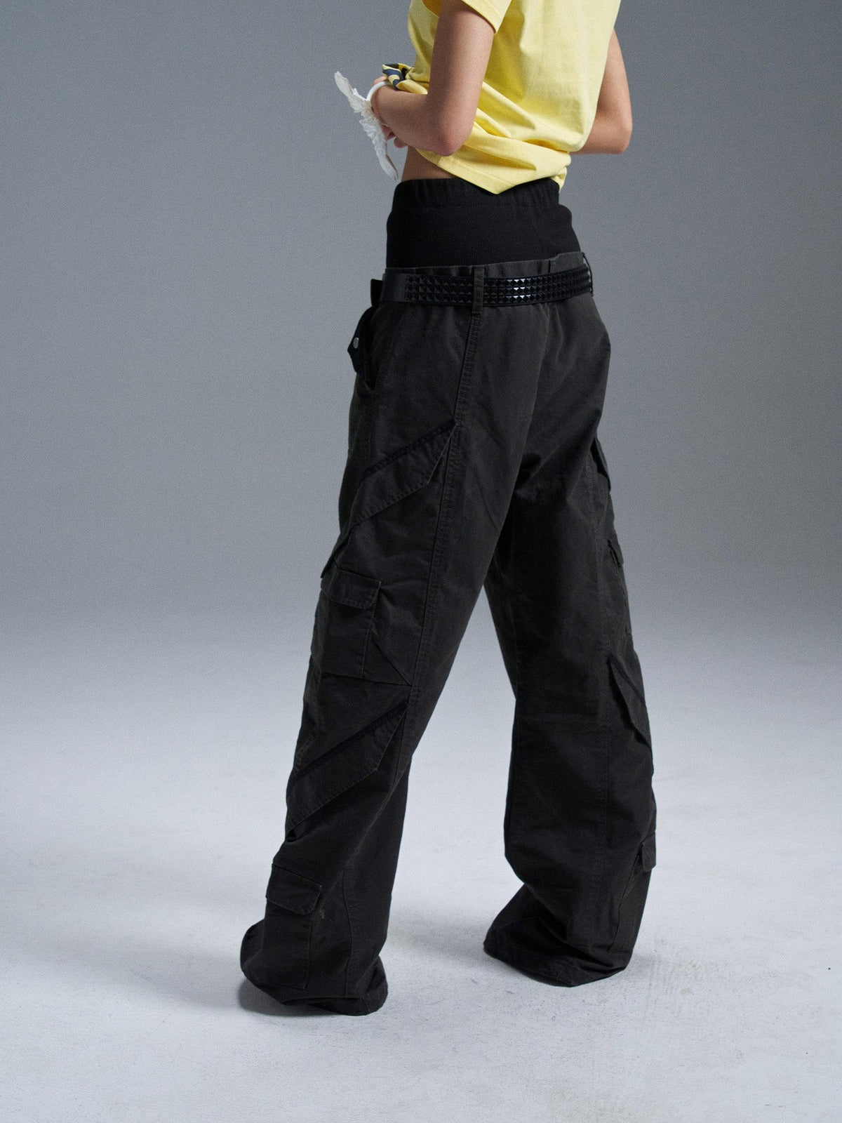 PAIKI Multi Pocket Spliced Washed Women's Cargo Pants