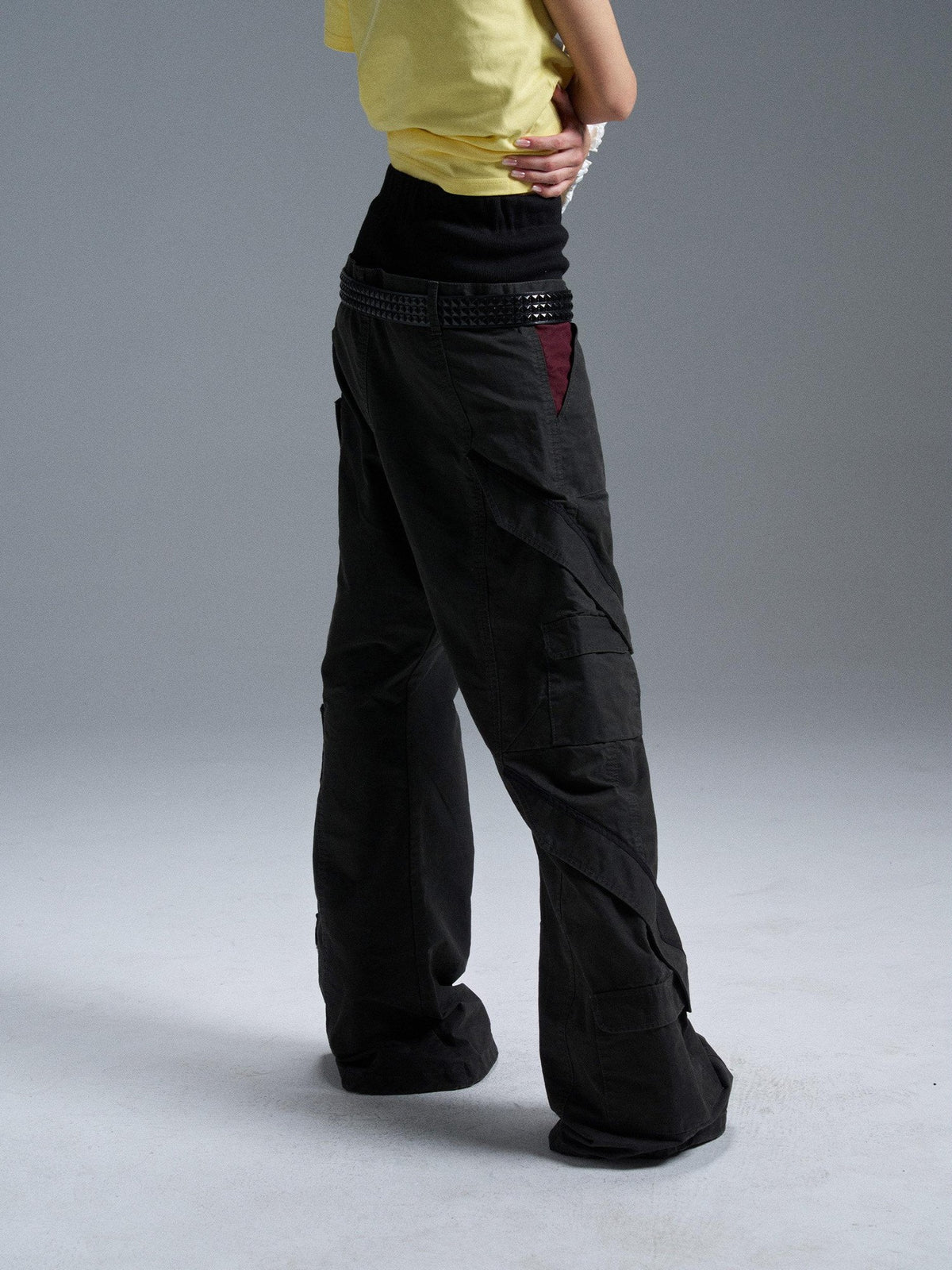 PAIKI Multi Pocket Spliced Washed Women's Cargo Pants