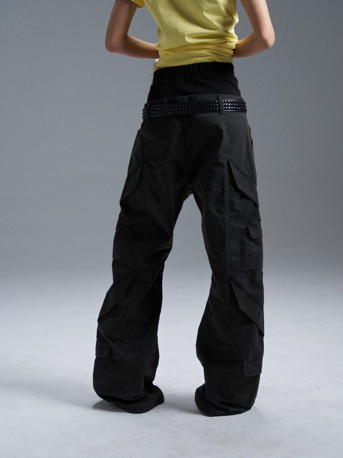 PAIKI Multi Pocket Spliced Washed Women's Cargo Pants