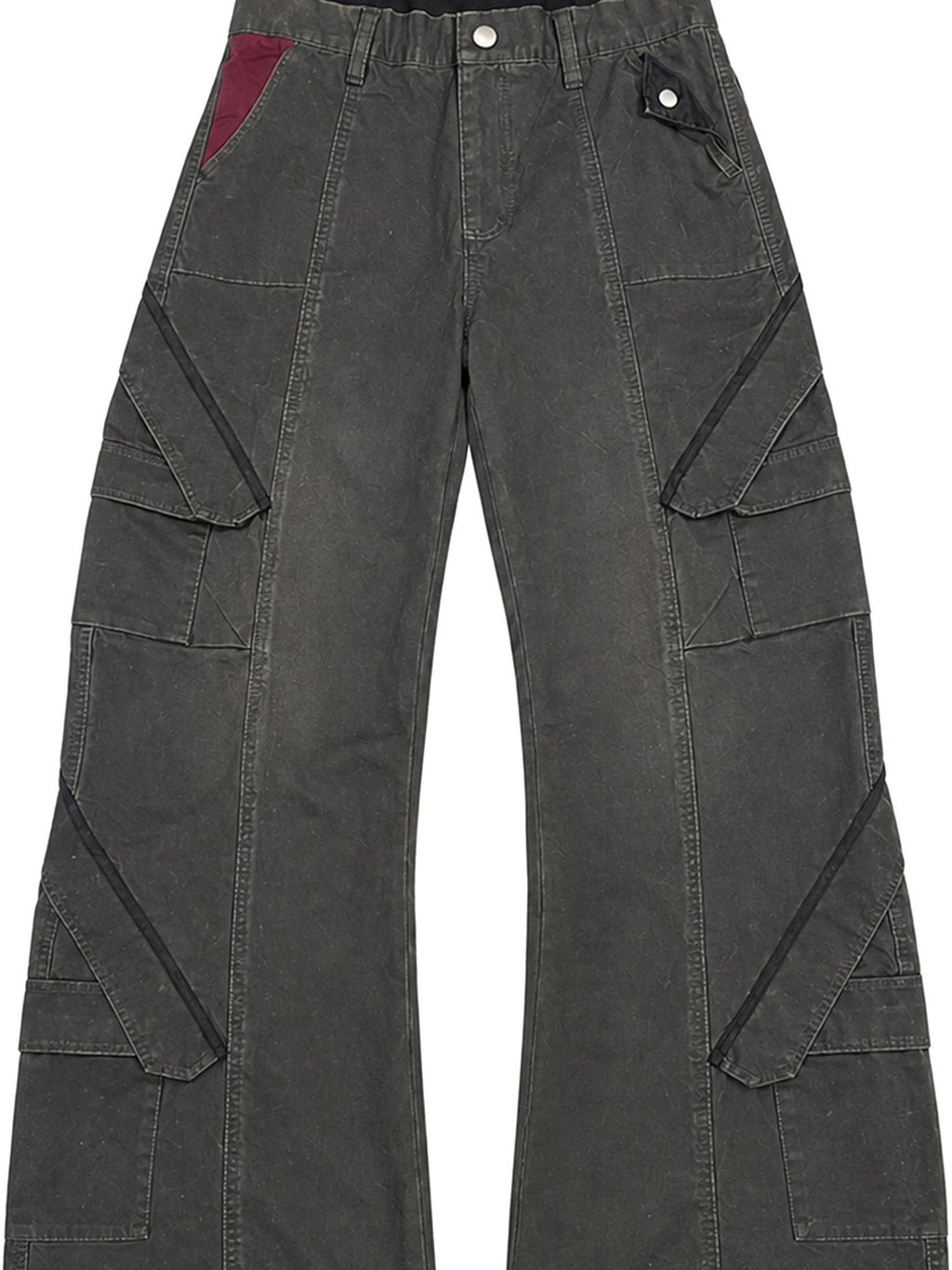 PAIKI Multi Pocket Spliced Washed Women's Cargo Pants