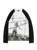 PAIKI_Musical_Note_Portrait_Contrast_Raglan_Sleeve_Women's_Cotton_Blend_Pullover_Hoodies_1067549750681_MISSTT