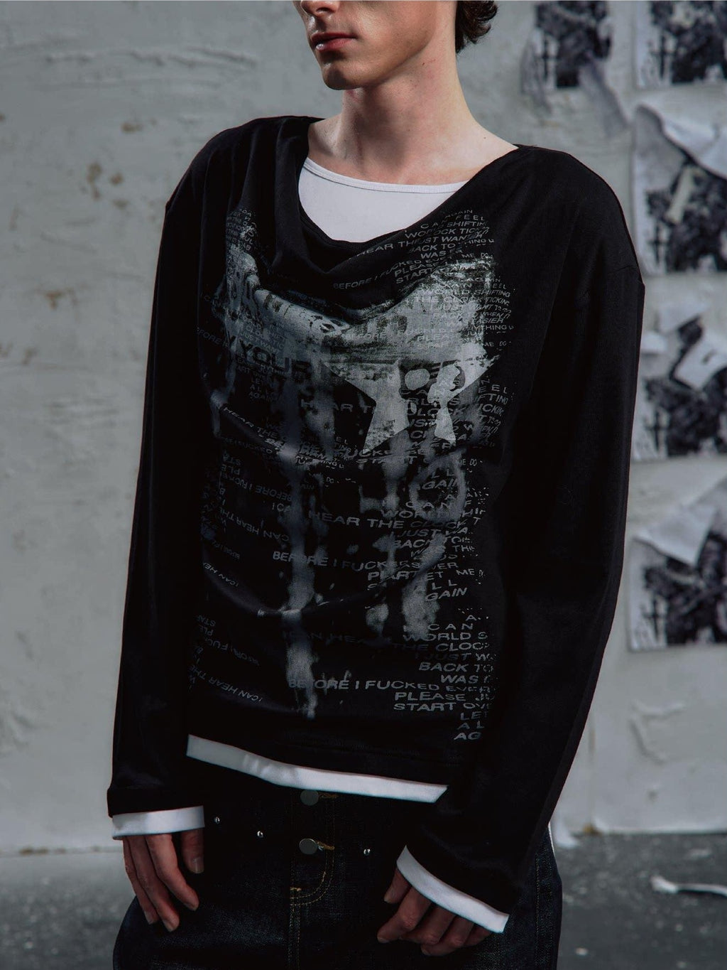 PAIKI Non Deforming Blended Loose Fit Crewneck Unisex Letter Print Sweatshirts