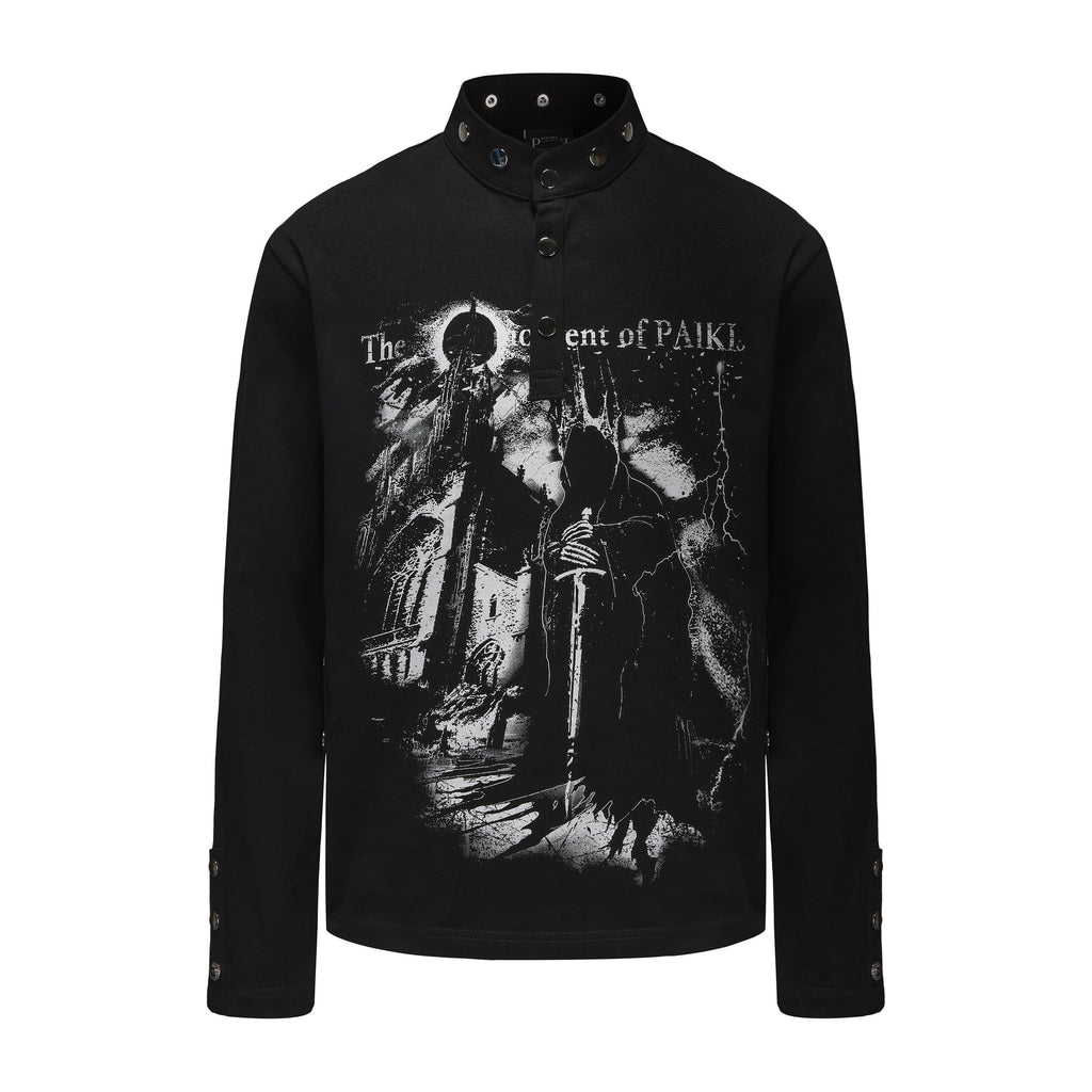 PAIKI_Non_Deforming_Embossed_Print_Loose_Fit_V-neck_Unisex_Pullover_Sweatshirts_MISSTT