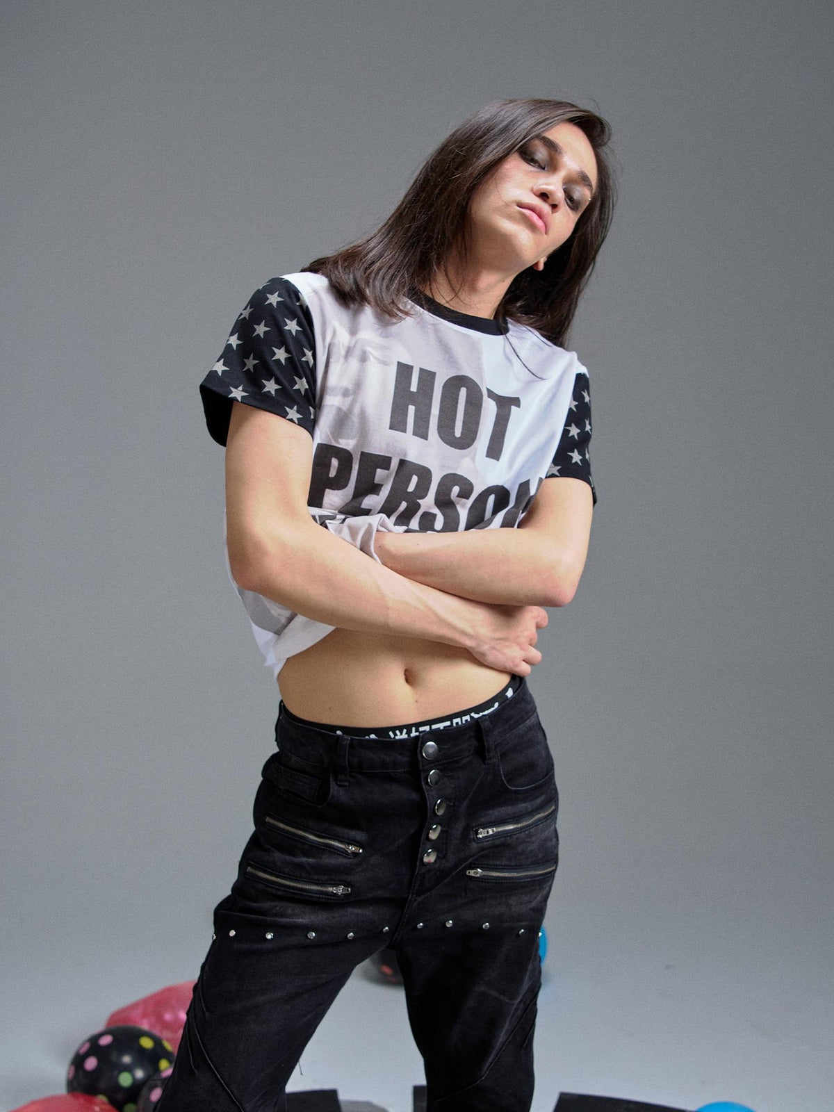 PAIKI Punk Digital Print Raglan Star Graphic Women's Cotton Short Sleeve T-shirts