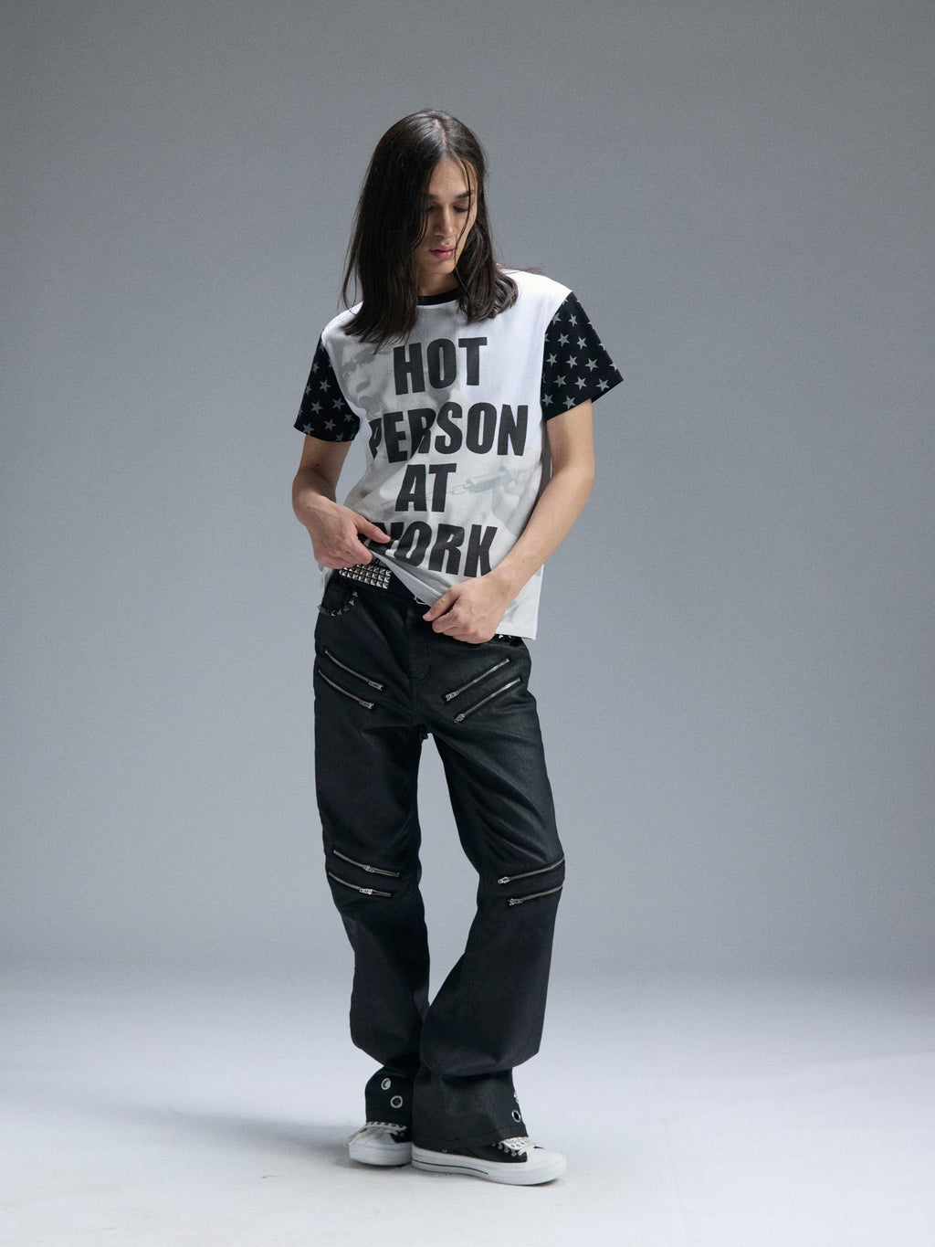 PAIKI Punk Digital Print Raglan Star Graphic Women's Cotton Short Sleeve T-shirts