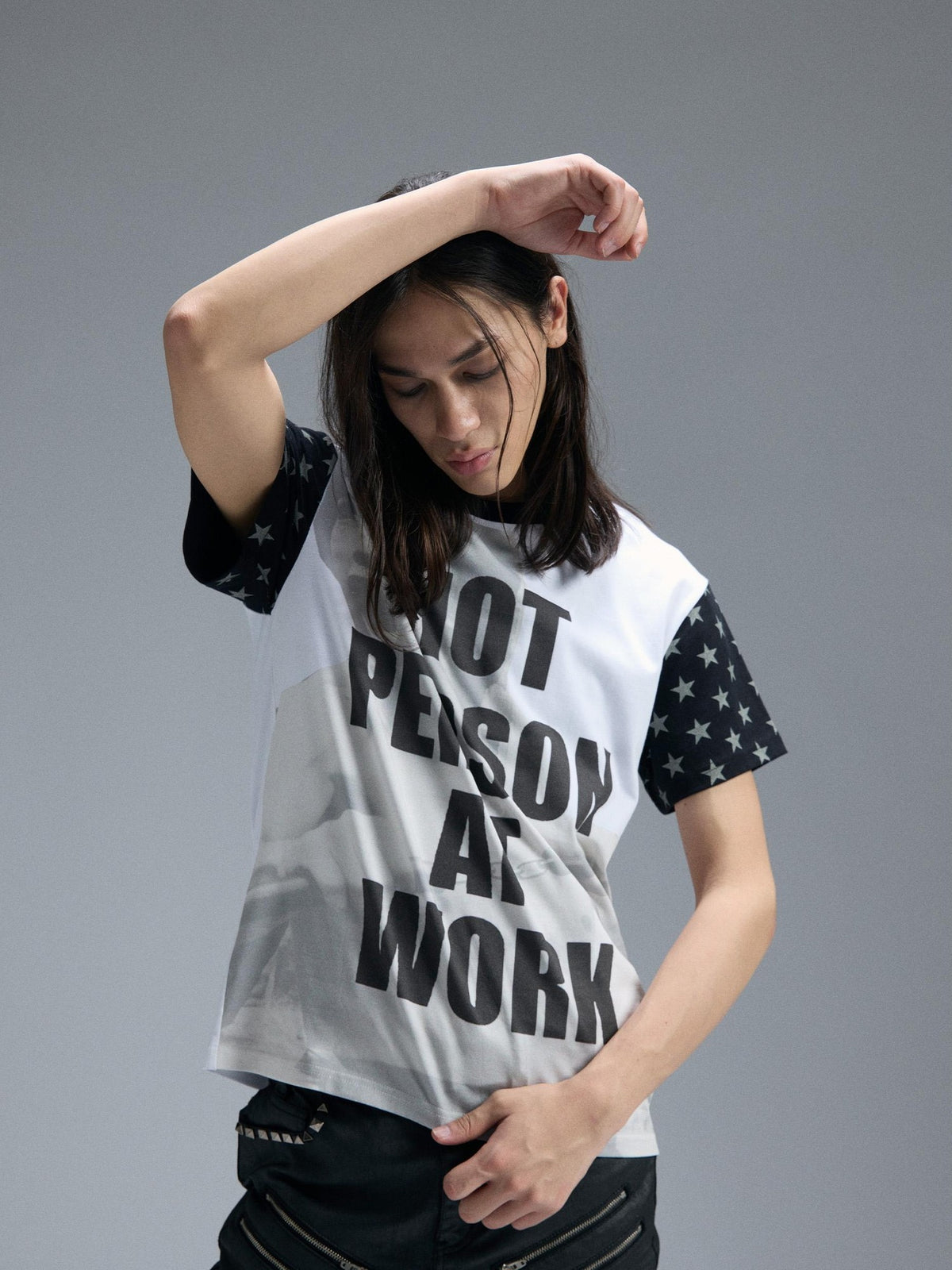 PAIKI Punk Digital Print Raglan Star Graphic Women's Cotton Short Sleeve T-shirts