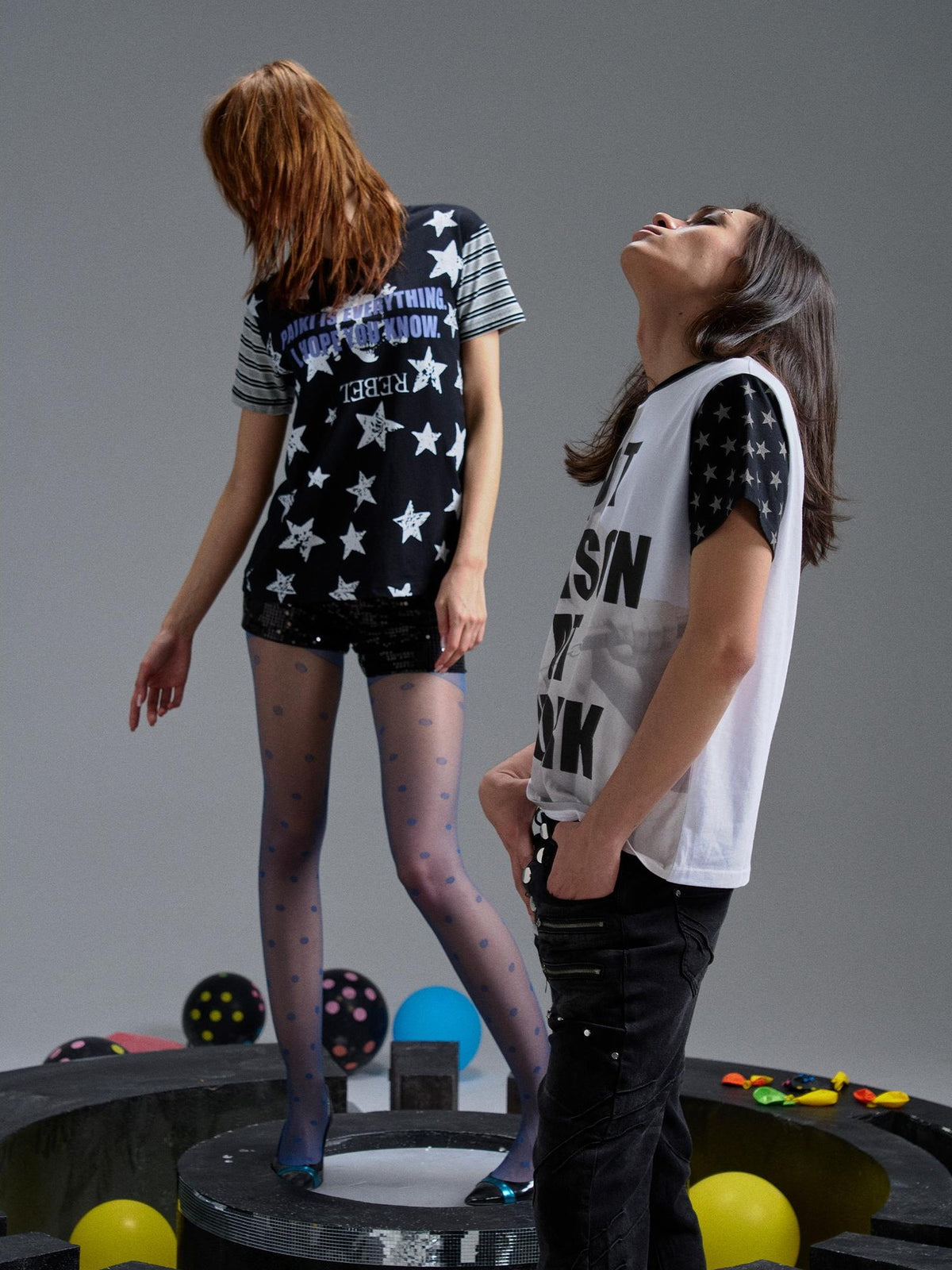 PAIKI Punk Digital Print Raglan Star Graphic Women's Cotton Short Sleeve T-shirts