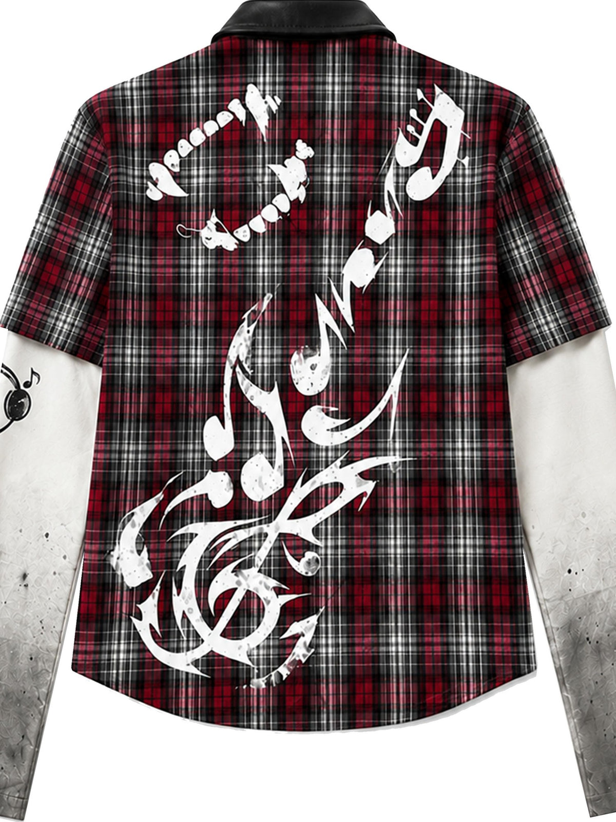 PAIKI Punk Plaid Studded Faux Layered Women's Cotton Print Shirts