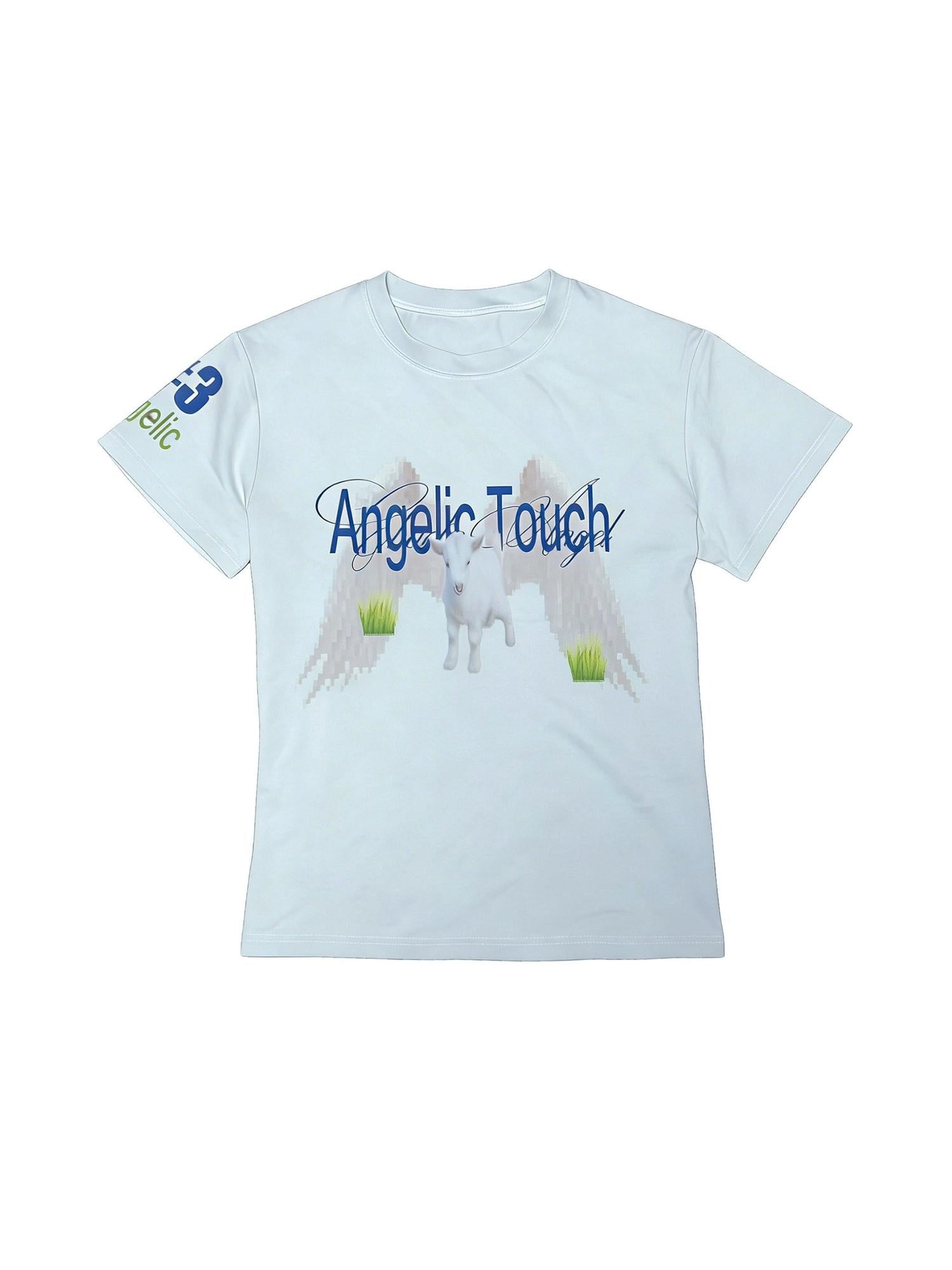 PAIKI Pure Cotton Digital Print Crew Neck Unisex Lamb Graphic Short Sleeve T-Shirts