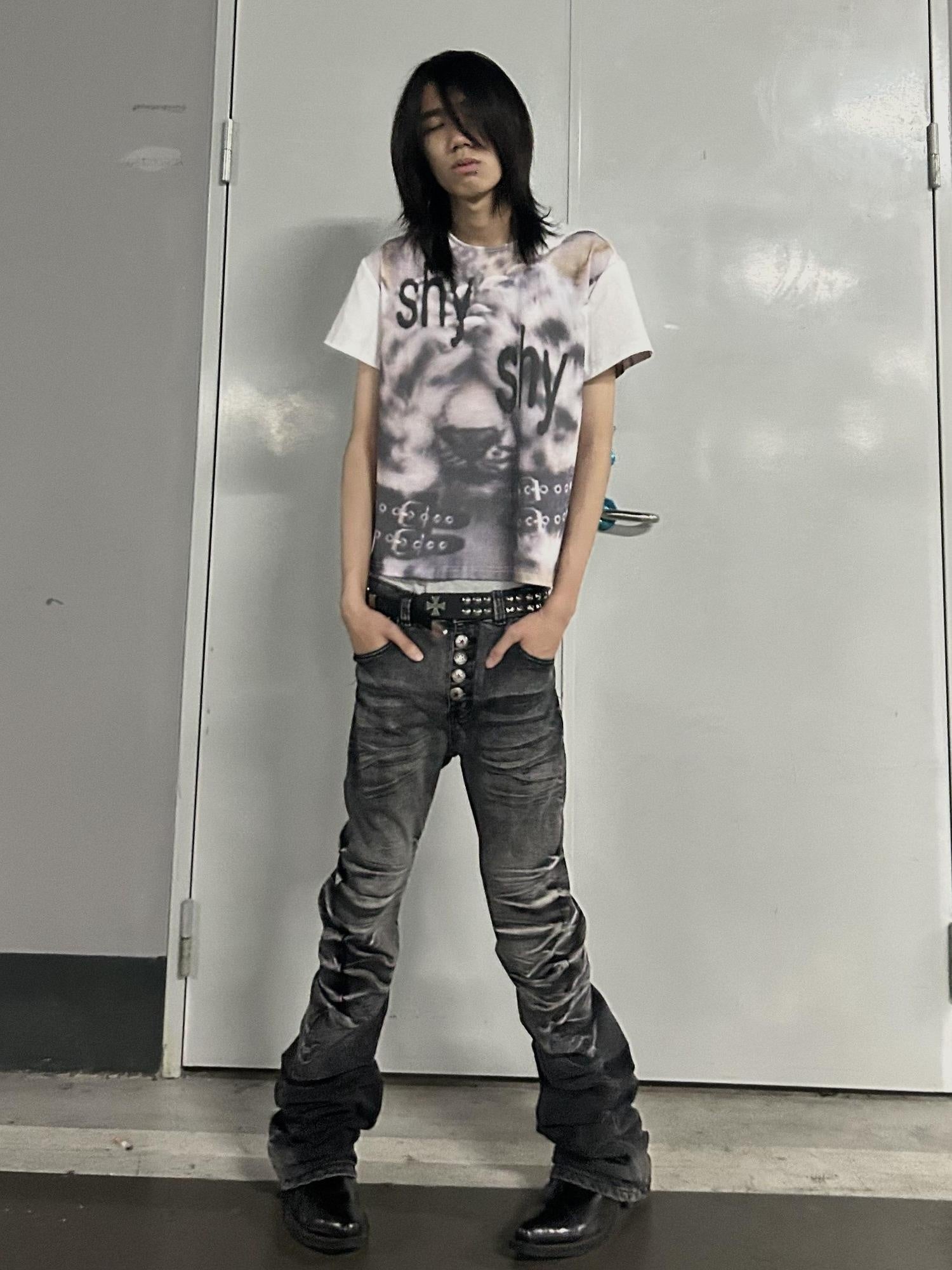 PAIKI Rhinestone Animal Print Slim Fit Unisex Crew Neck Short Sleeve T-Shirts