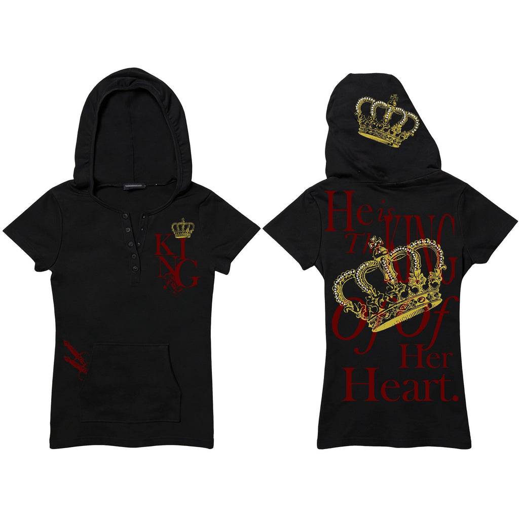 PAIKI_Rhinestone_Skull_Print_Slim_Fit_Hooded_Unisex_100%_Cotton_Short_Sleeve_T-Shirts_MISSTT
