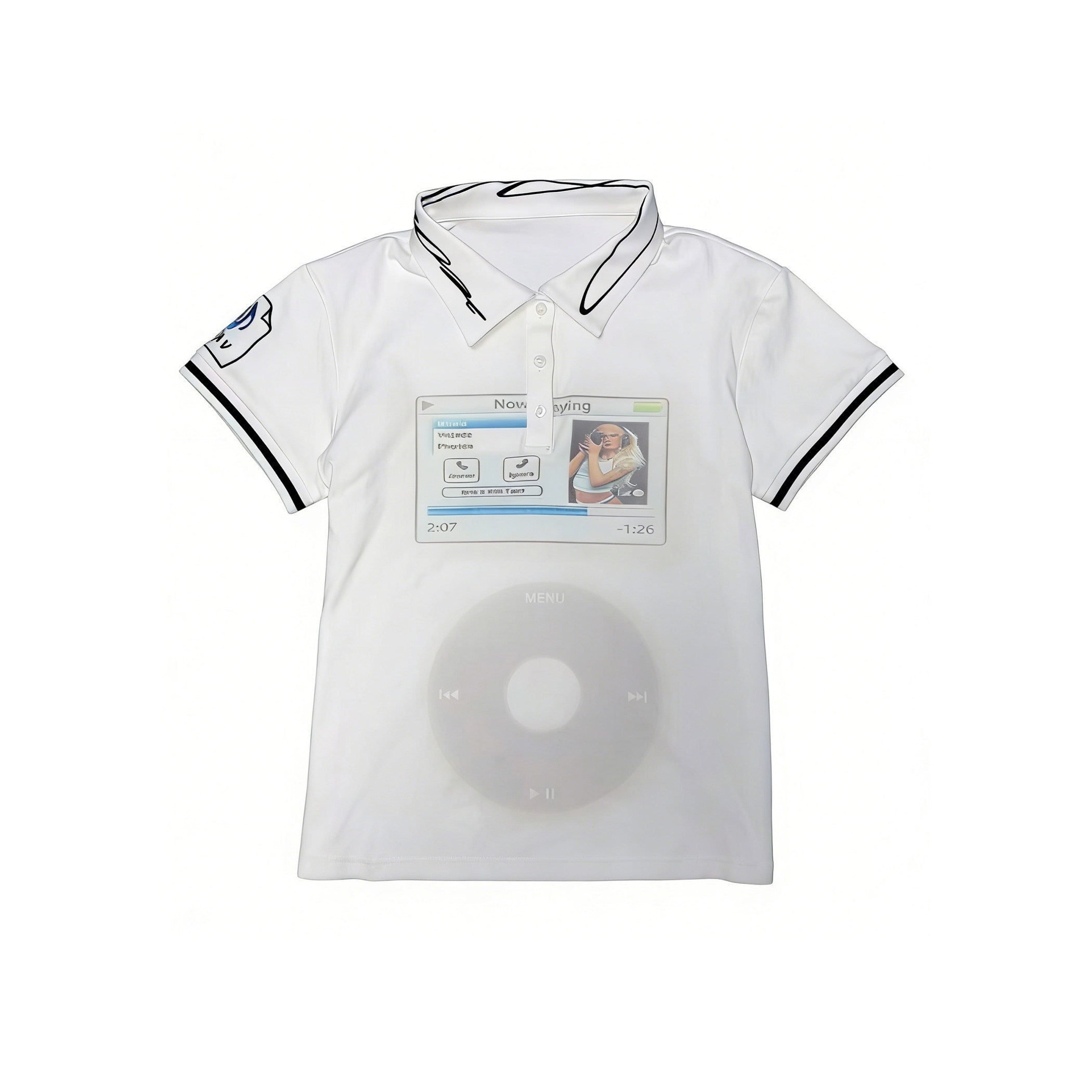 PAIKI_Rhinestone_Sorona_Zip_Polo_Unisex_Music_Rock_White_Short_Sleeve_T-Shirts_MISSTT