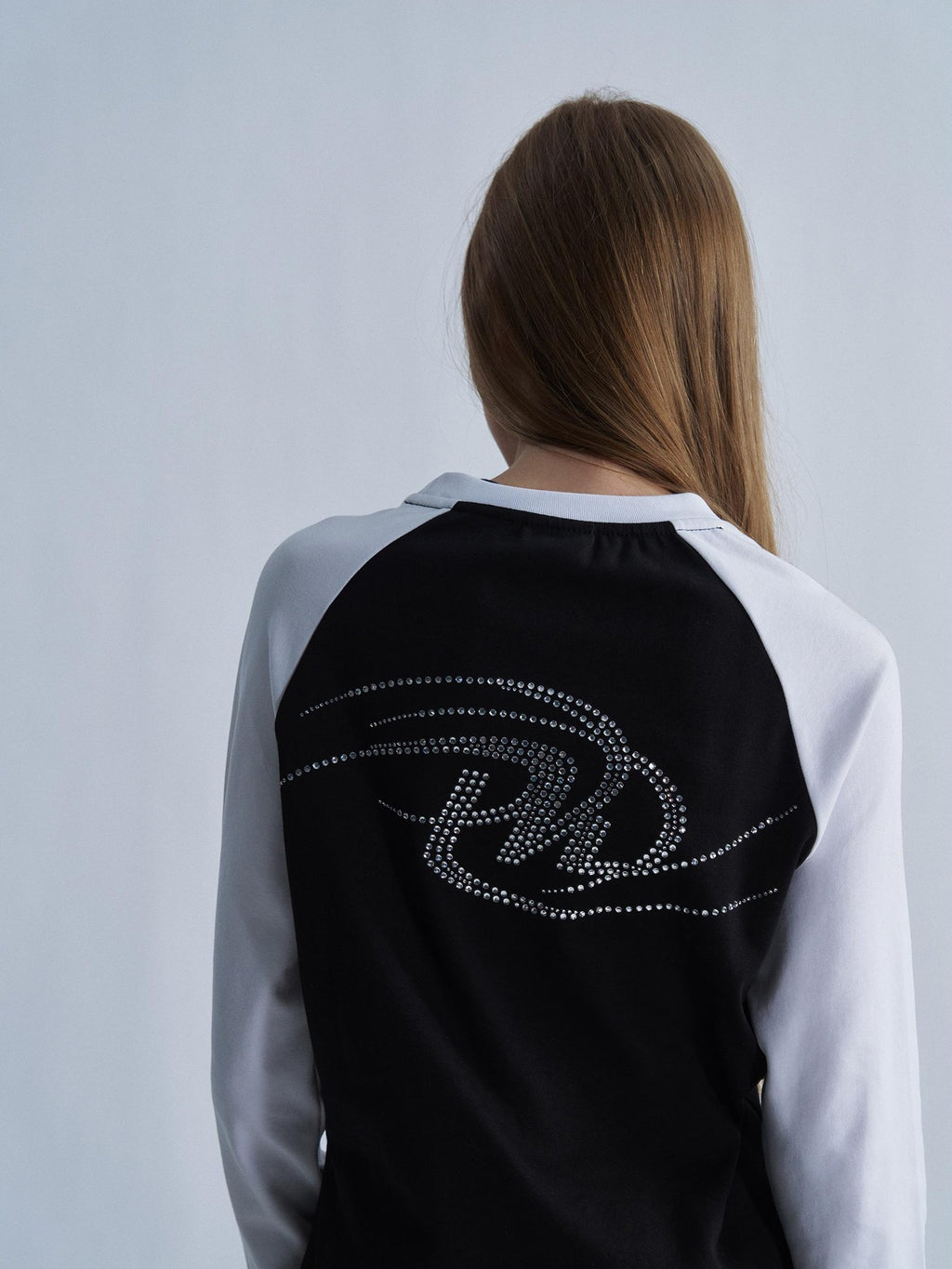 PAIKI Rhinestone Wings Thorns Punk Slim Fit Raglan Sleeve Women's Cotton Long Sleeve T-shirts