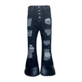 PAIKI_Ripped_Studded_Washed_Mid_Rise_Loose_Plaid_Casual_Blue_Denim_Stretch_Flare_Jeans_MISSTT
