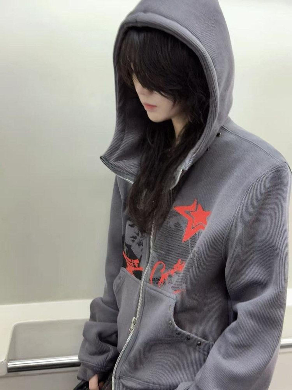 PAIKI Riveted Subculture Visual Women's Zip-up Hoodies