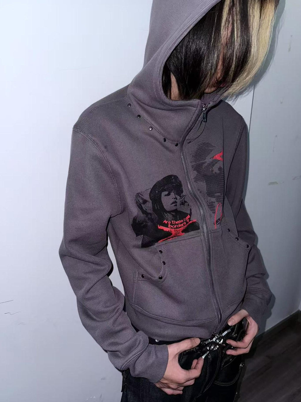 PAIKI Riveted Subculture Visual Women's Zip-up Hoodies