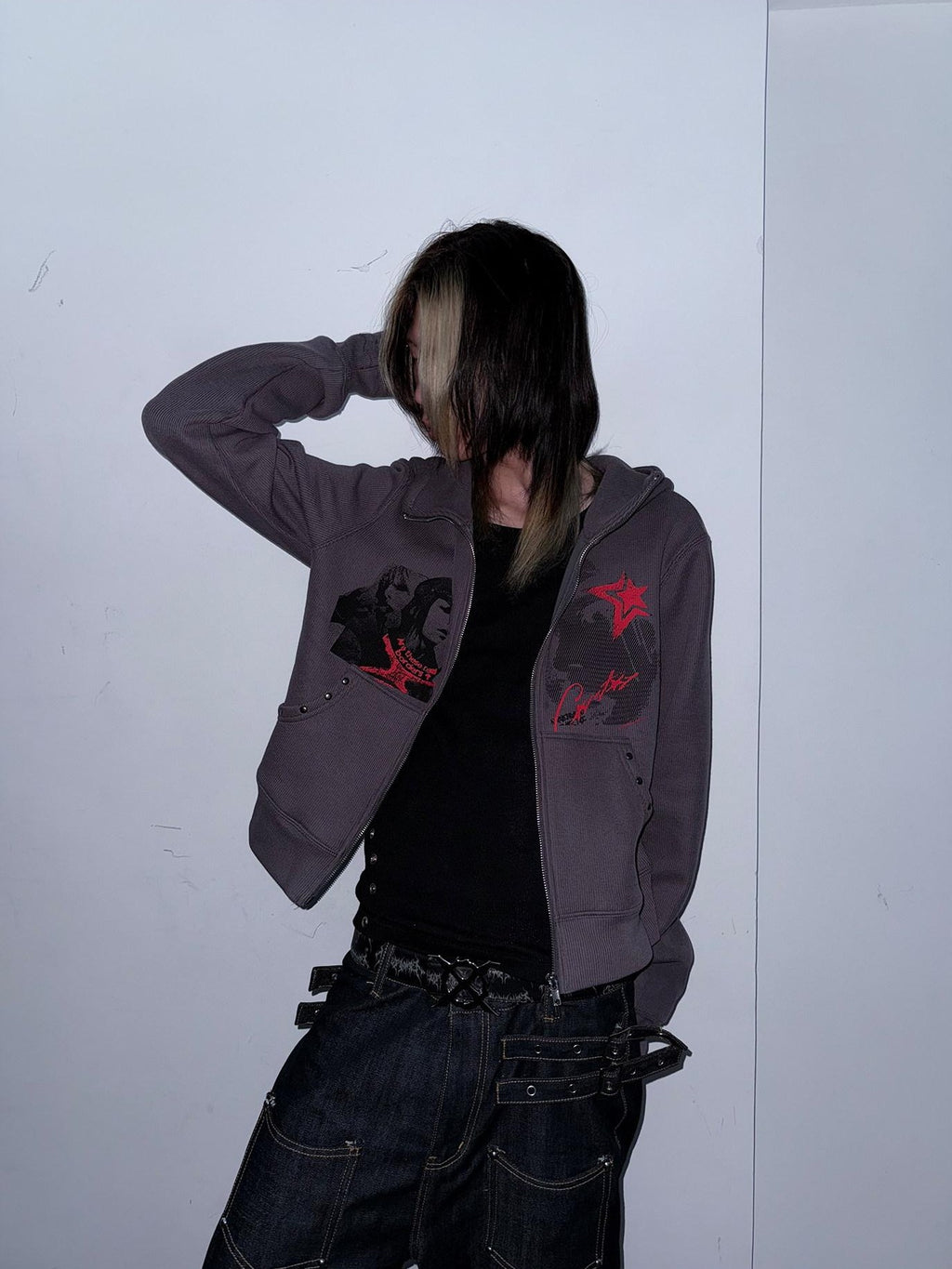 PAIKI Riveted Subculture Visual Women's Zip-up Hoodies