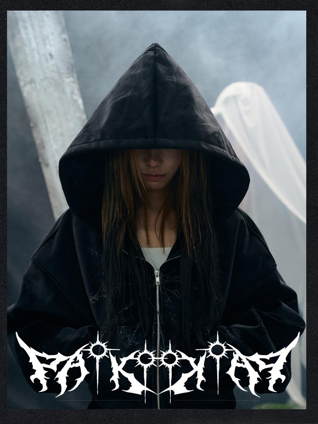 PAIKI Shape Retention Loose Embossed Geometric Zip Unisex Black Velvet Hoodies