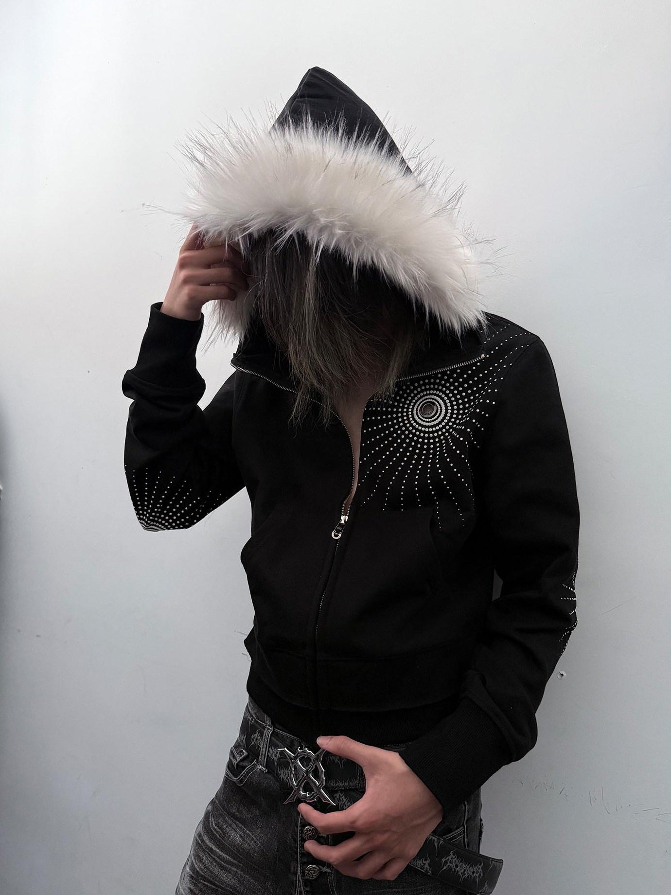 PAIKI Shape Retention Slim Embossed Zip Hooded Unisex Cotton Lined Hoodies