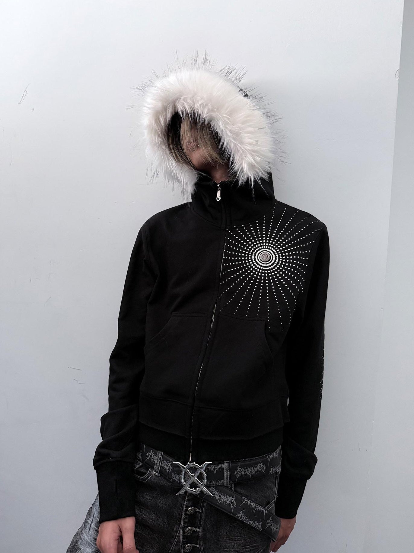 PAIKI Shape Retention Slim Embossed Zip Hooded Unisex Cotton Lined Hoodies