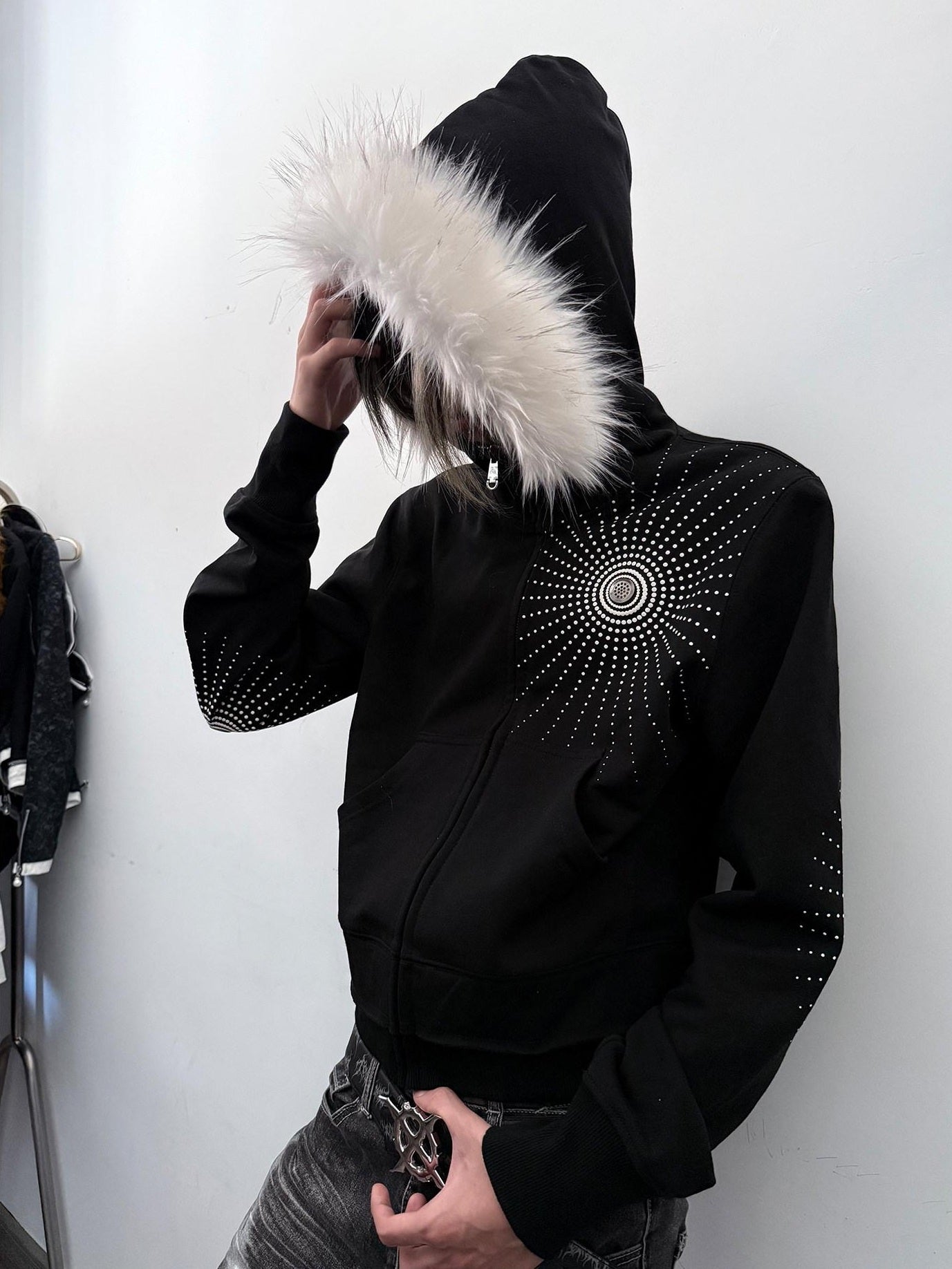 PAIKI Shape Retention Slim Embossed Zip Hooded Unisex Cotton Lined Hoodies