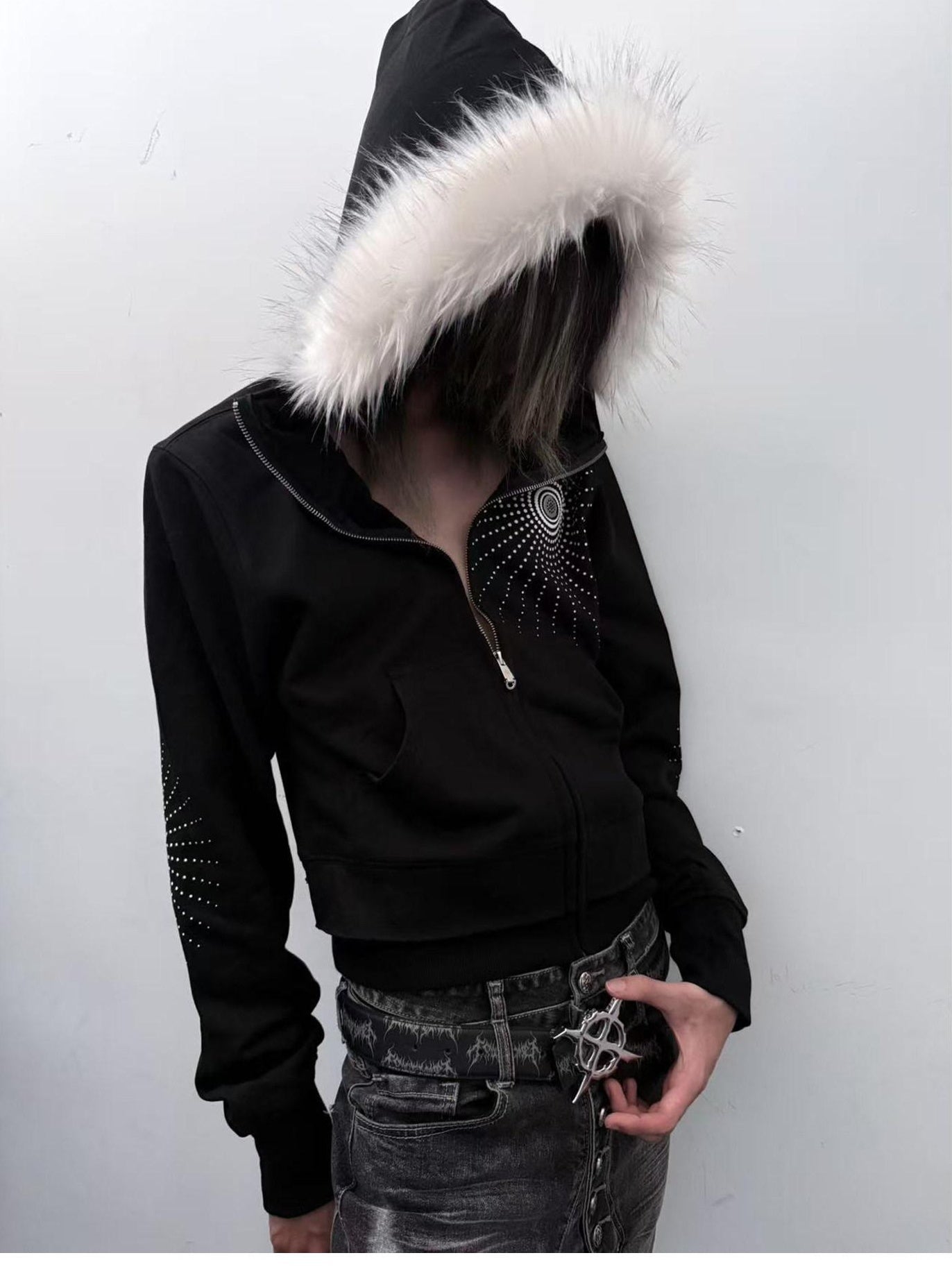 PAIKI Shape Retention Slim Embossed Zip Hooded Unisex Cotton Lined Hoodies