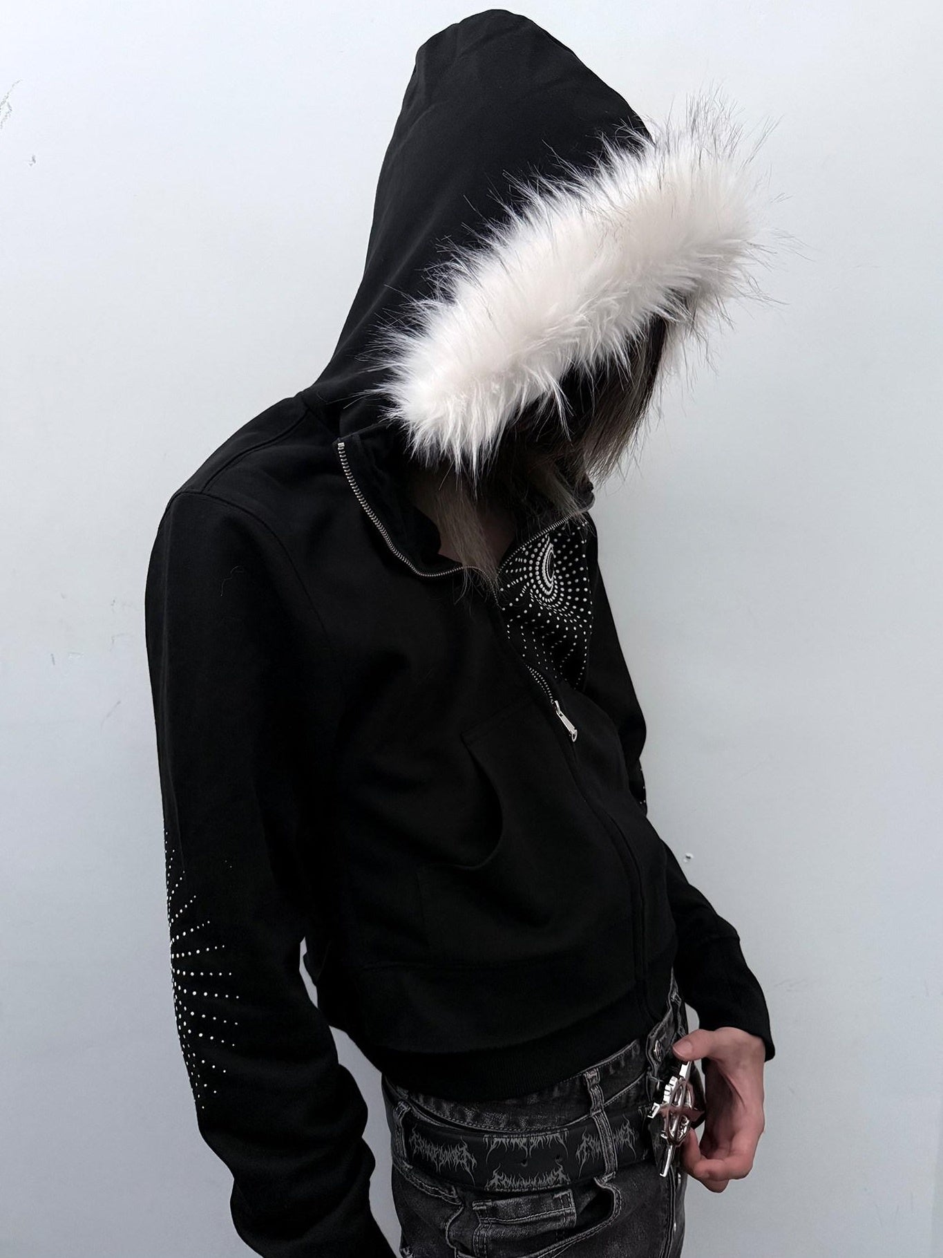 PAIKI Shape Retention Slim Embossed Zip Hooded Unisex Cotton Lined Hoodies