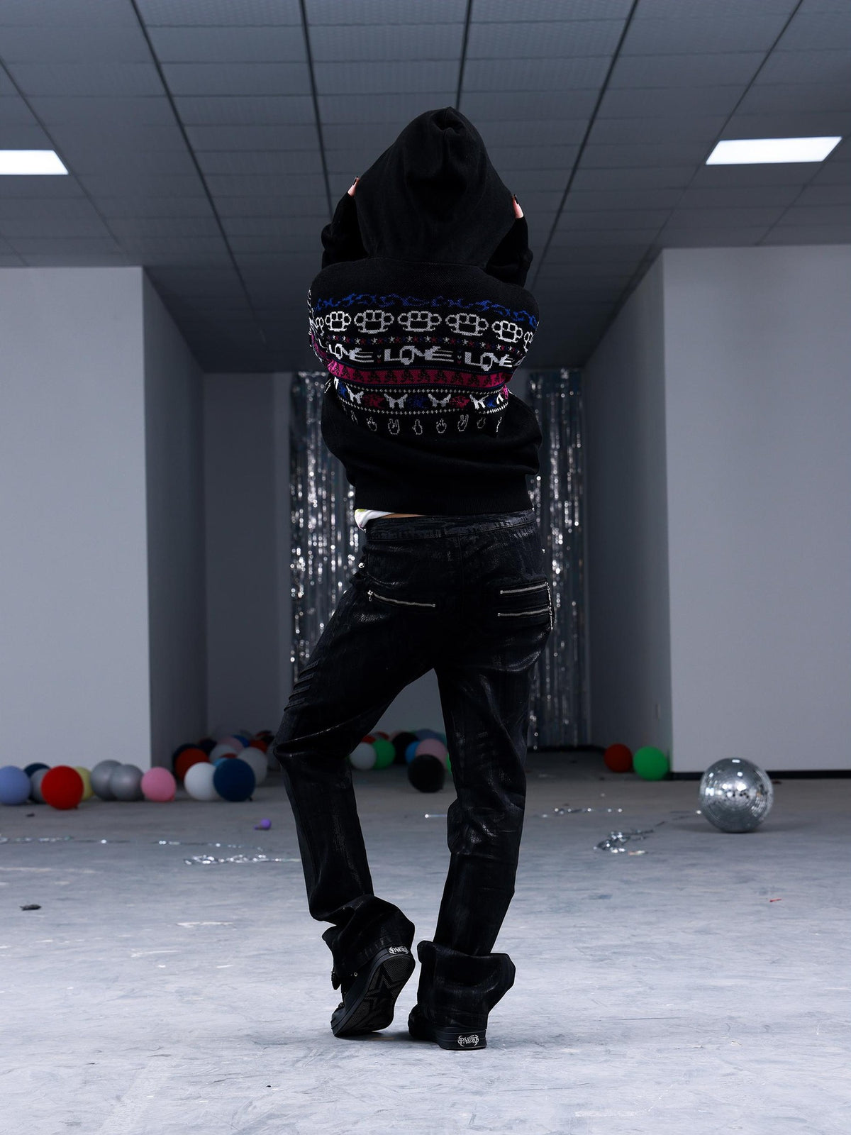 PAIKI Skull Fair Isle Zip Hooded Cotton Women's Cardigans
