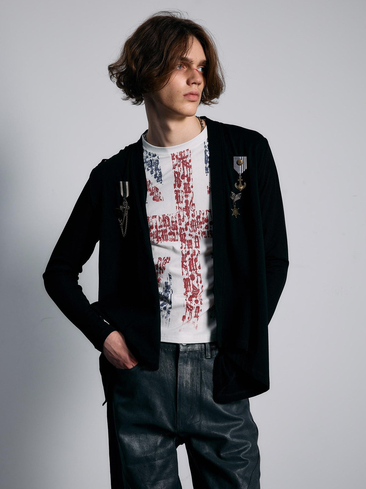 PAIKI Skull Print Studded Long Sleeve Women's Cotton Cardigans