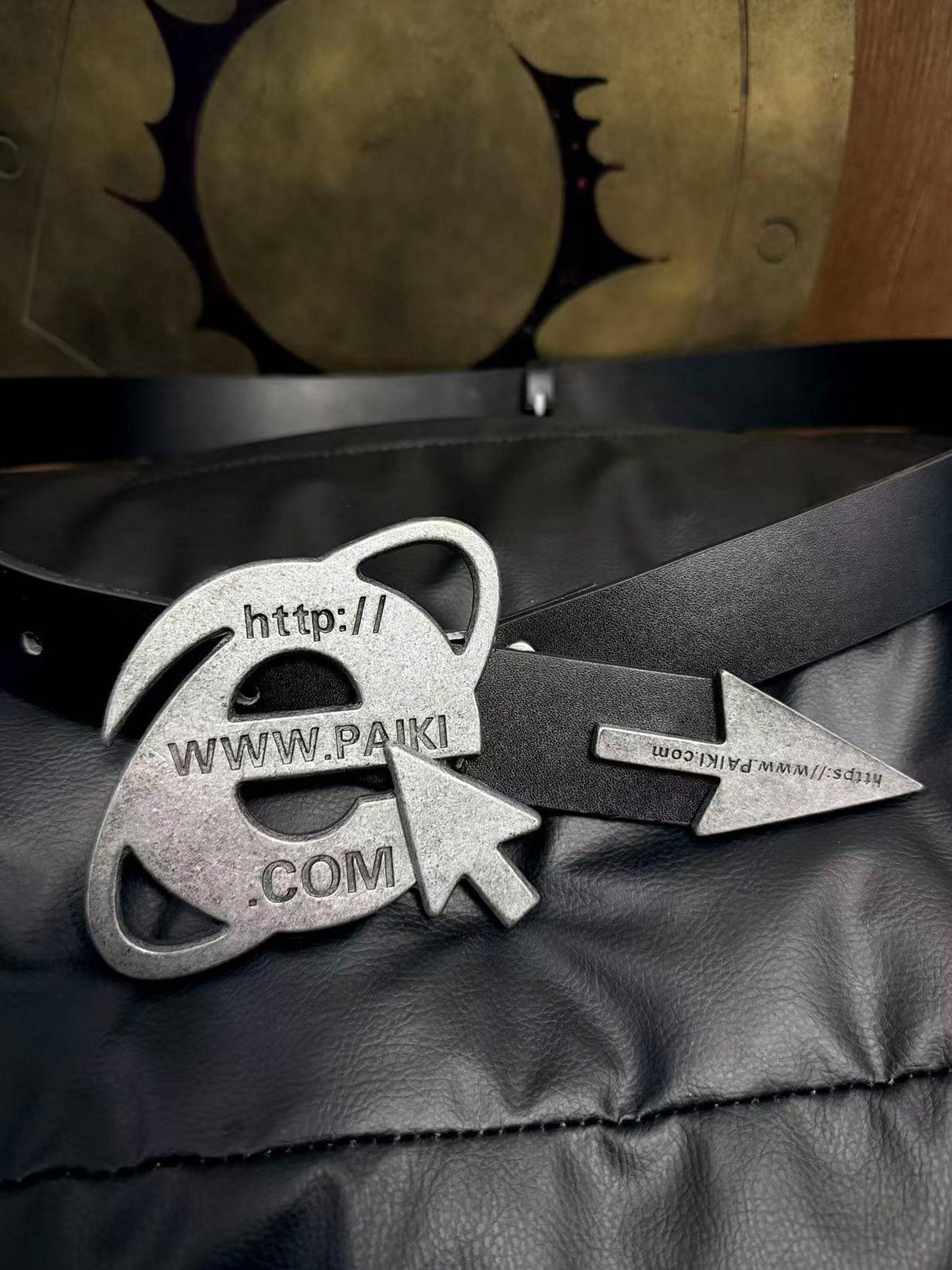 PAIKI Sleek Minimal Black Faux Leather Adjustable Casual Unisex Browser Belts