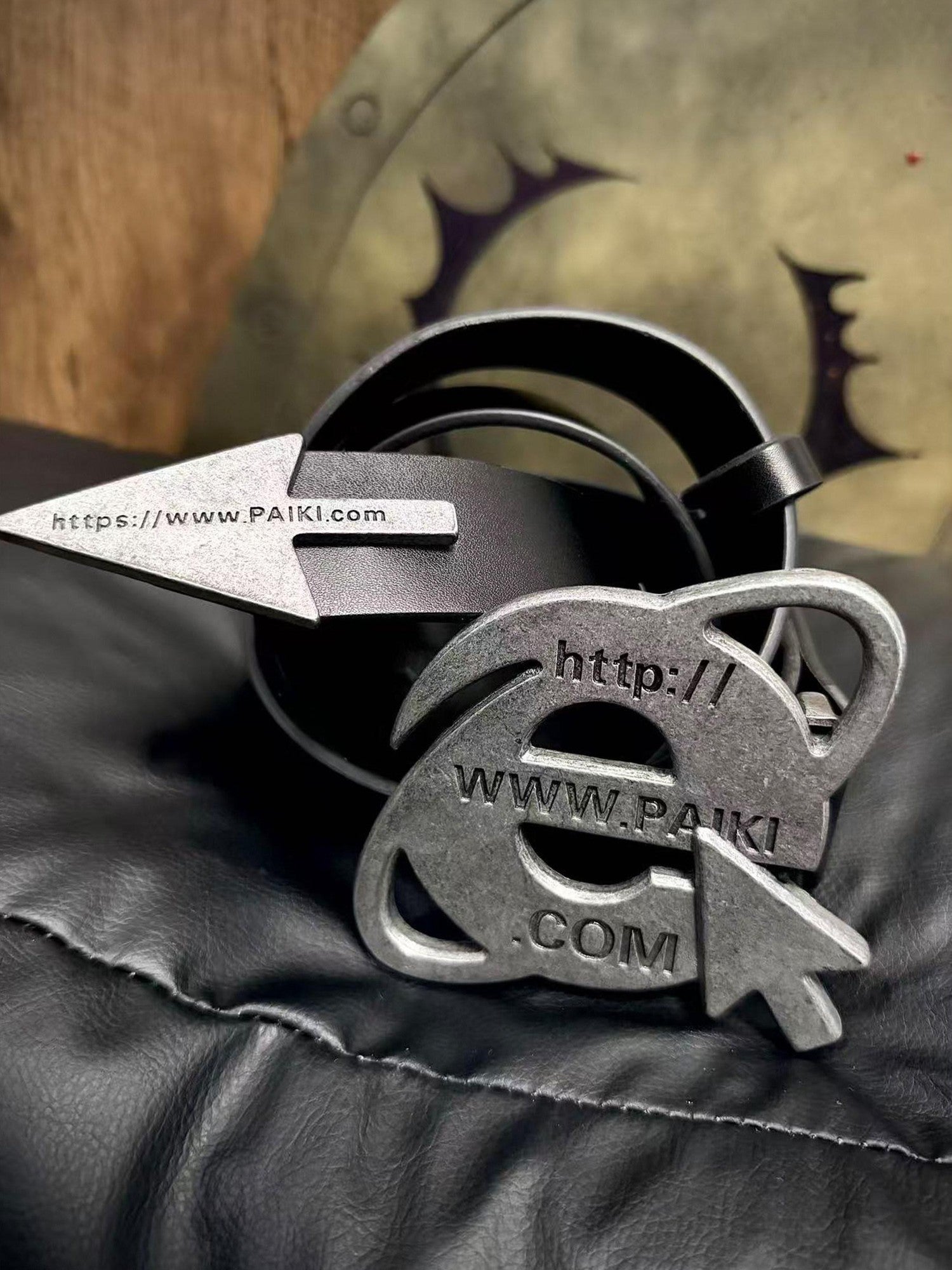 PAIKI Sleek Minimal Black Faux Leather Adjustable Casual Unisex Browser Belts