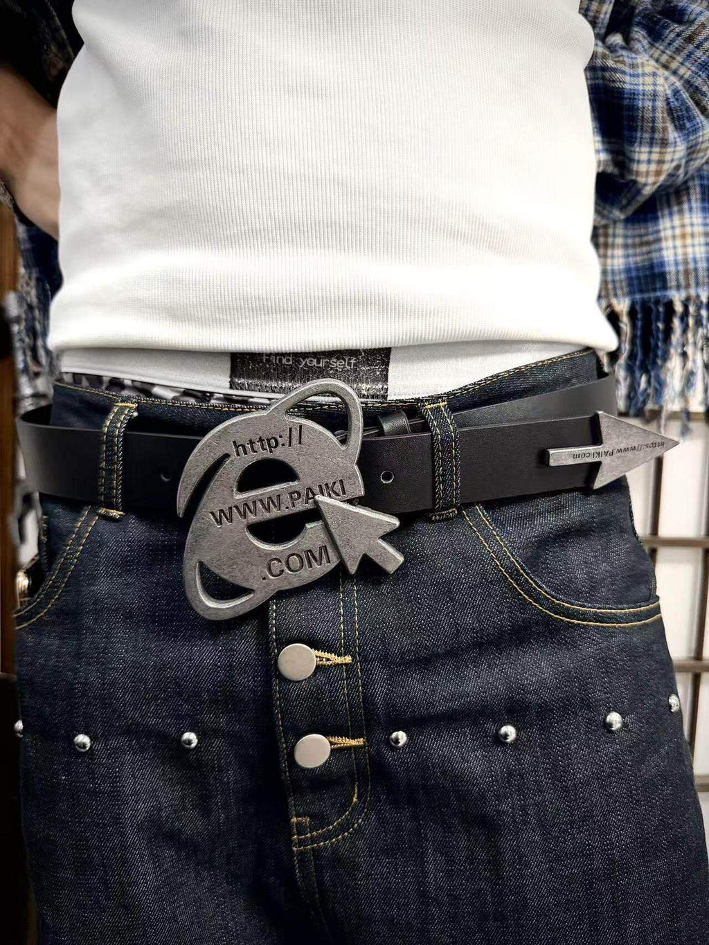 PAIKI Sleek Minimal Black Faux Leather Adjustable Casual Unisex Browser Belts