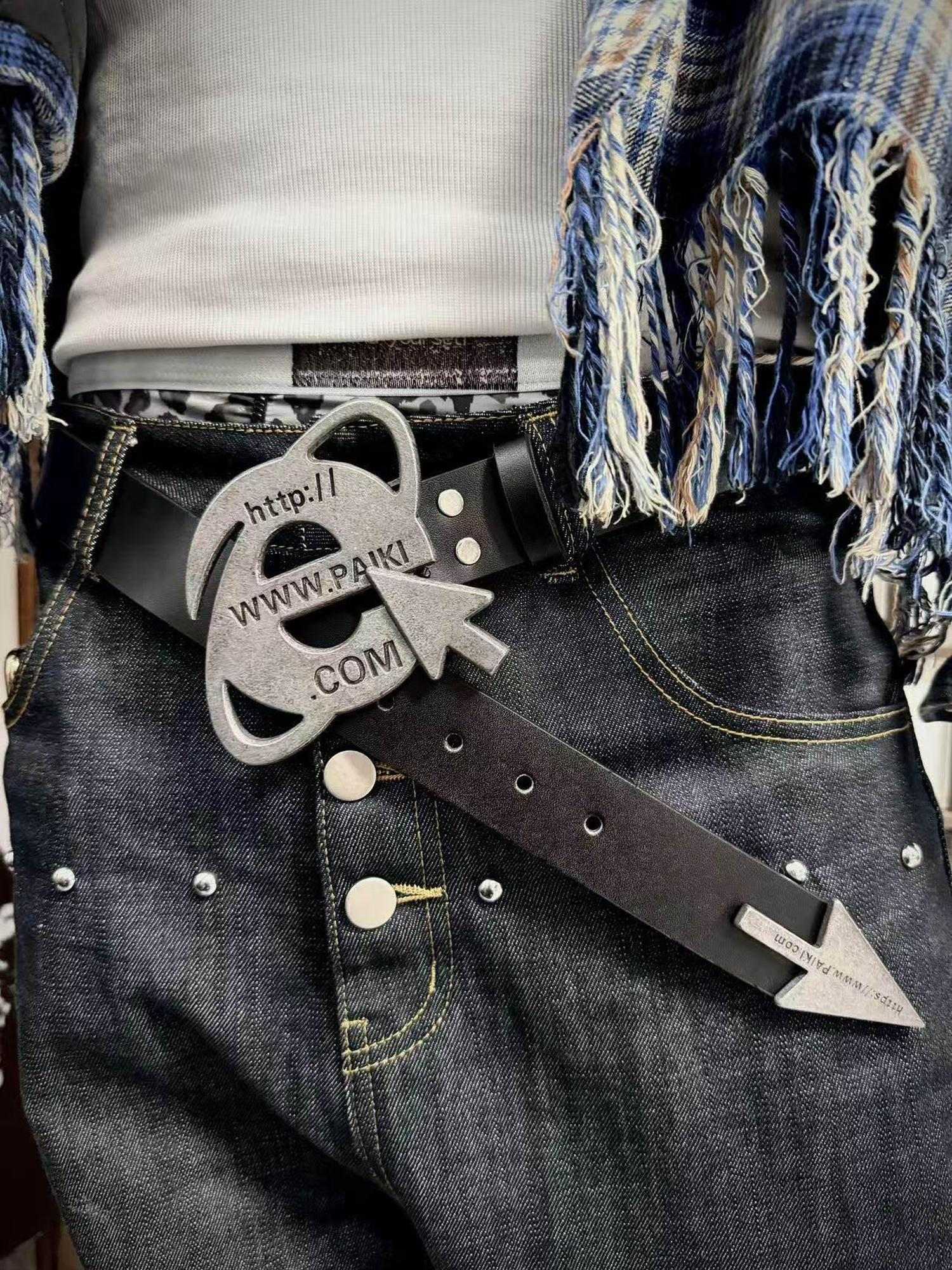 PAIKI Sleek Minimal Black Faux Leather Adjustable Casual Unisex Browser Belts