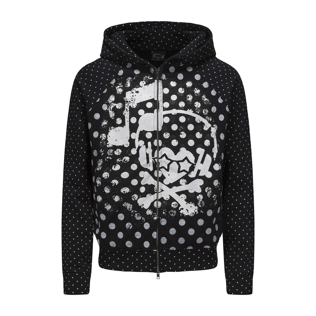 PAIKI_Slim_Fit_Embossed_Print_Hooded_Zip_Unisex_Cotton_Blend_Polka_Dot_Hoodies_MISSTT