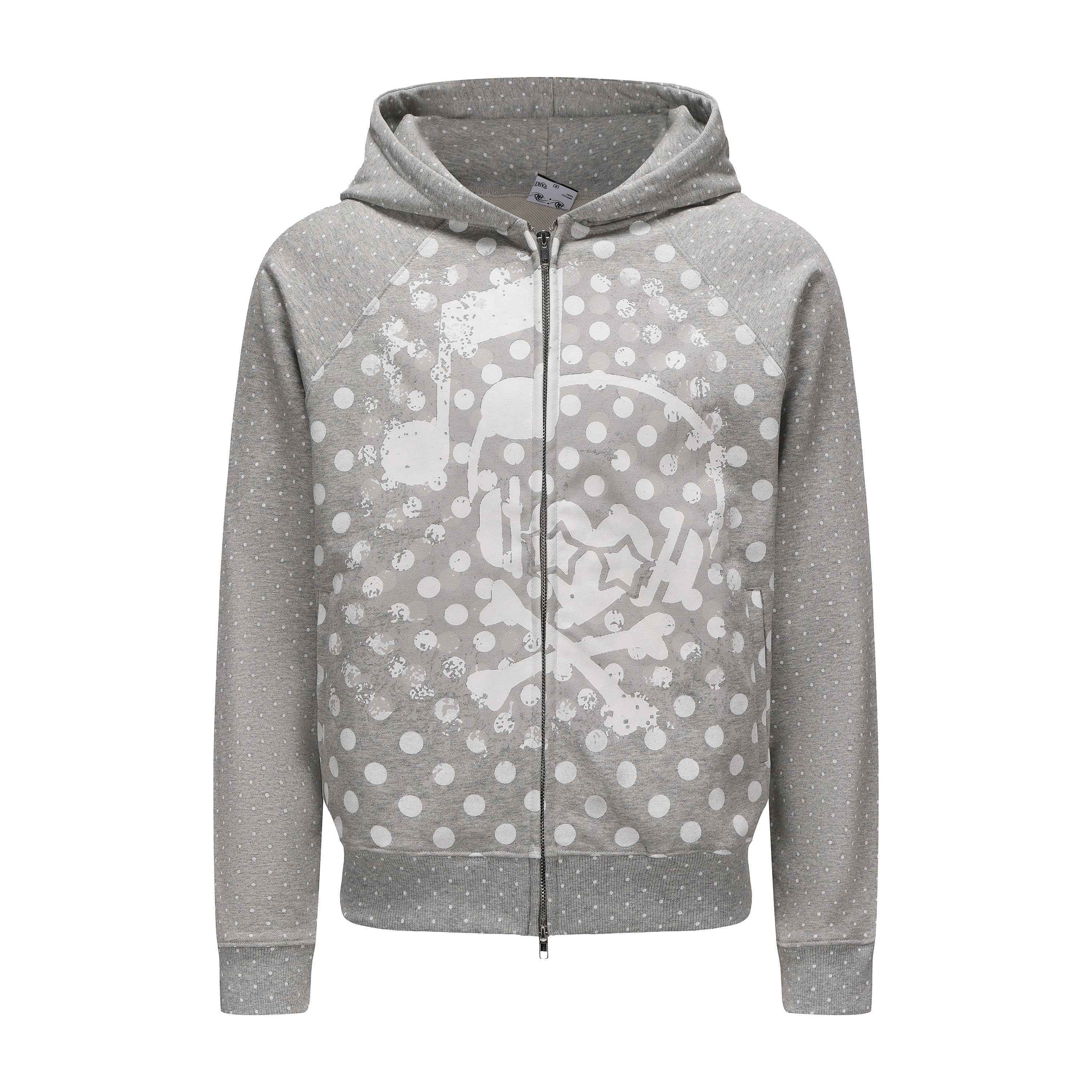 PAIKI_Slim_Fit_Embossed_Print_Hooded_Zip_Unisex_Cotton_Blend_Polka_Dot_Hoodies_MISSTT