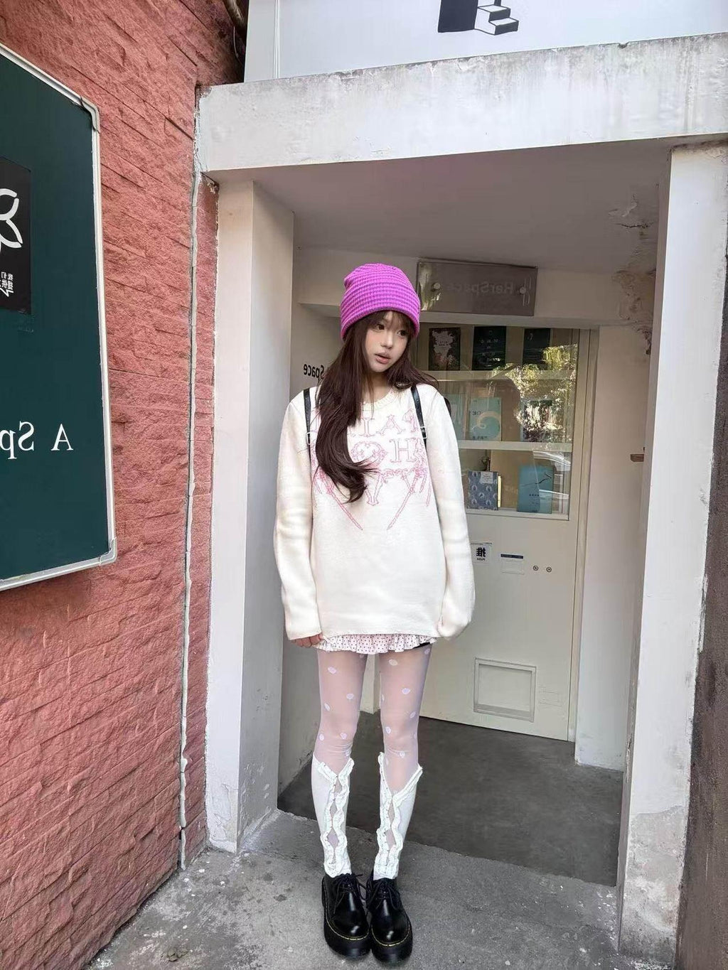 PAIKI Soft Loose Casual Unisex Crew Neck Wingbone Ember Polyester Knit Sweaters