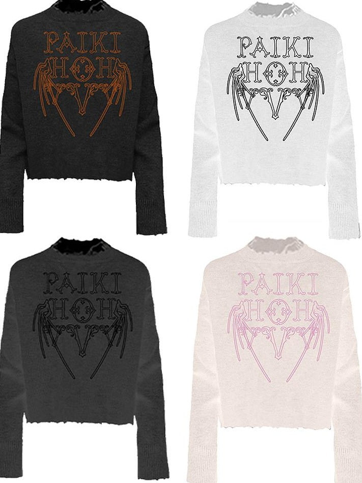 PAIKI Soft Loose Casual Unisex Crew Neck Wingbone Ember Polyester Knit Sweaters
