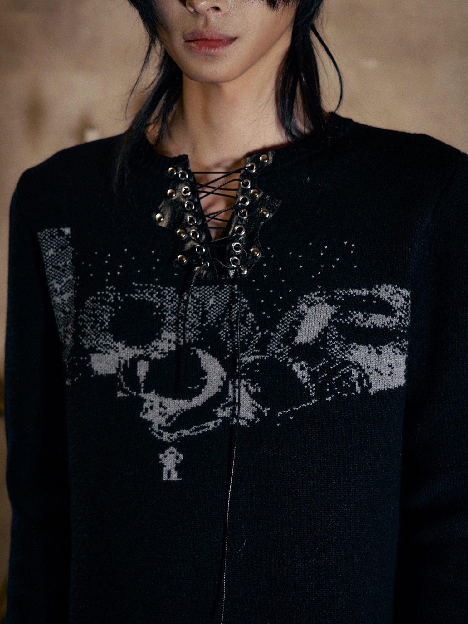PAIKI Soft Slim Fit Punk Zip Tie Henley Collar Unisex Citywalk Polyester Sweaters