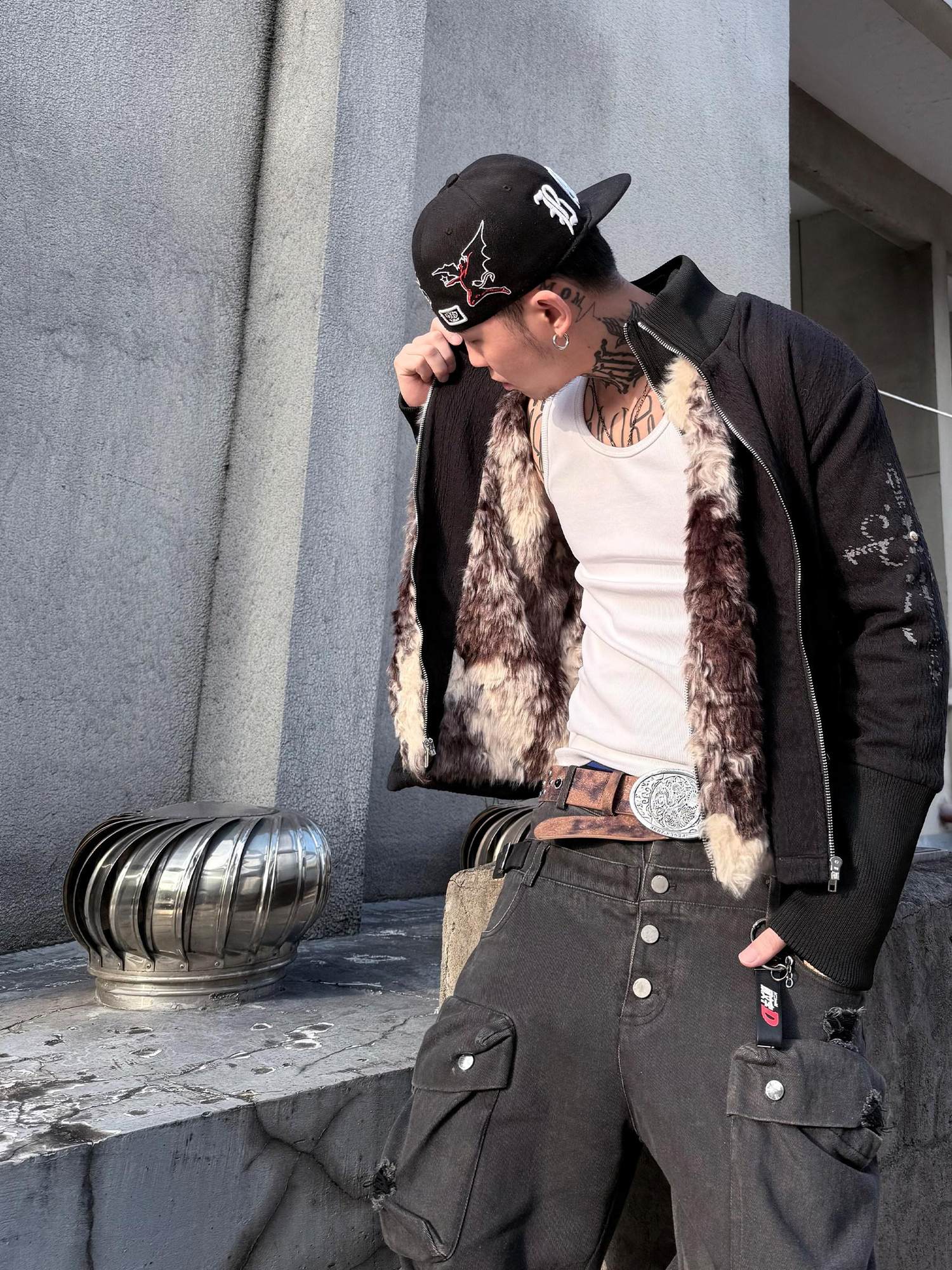 PAIKI Soft Warm Cow Print Punk Short Stand Collar Unisex Zipper Casual Jackets
