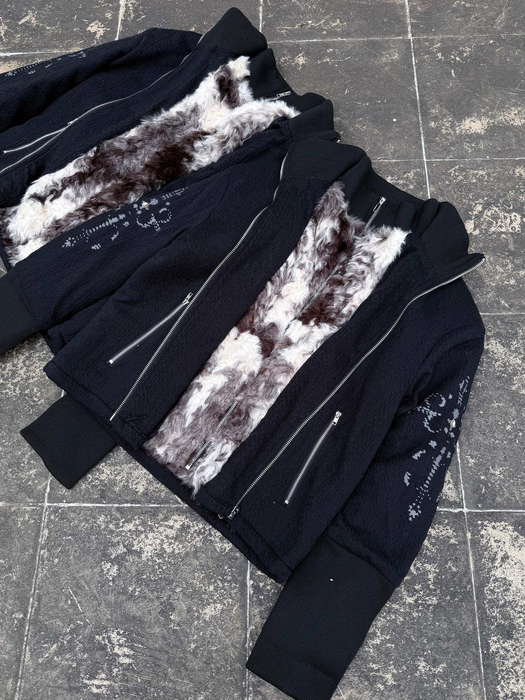 PAIKI Soft Warm Cow Print Punk Short Stand Collar Unisex Zipper Casual Jackets